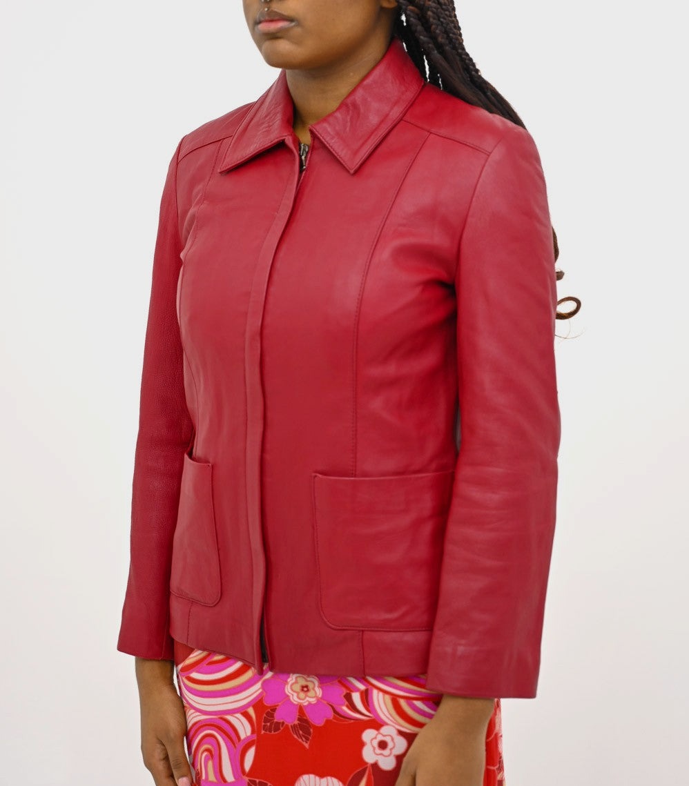 Berry Leather Jacket