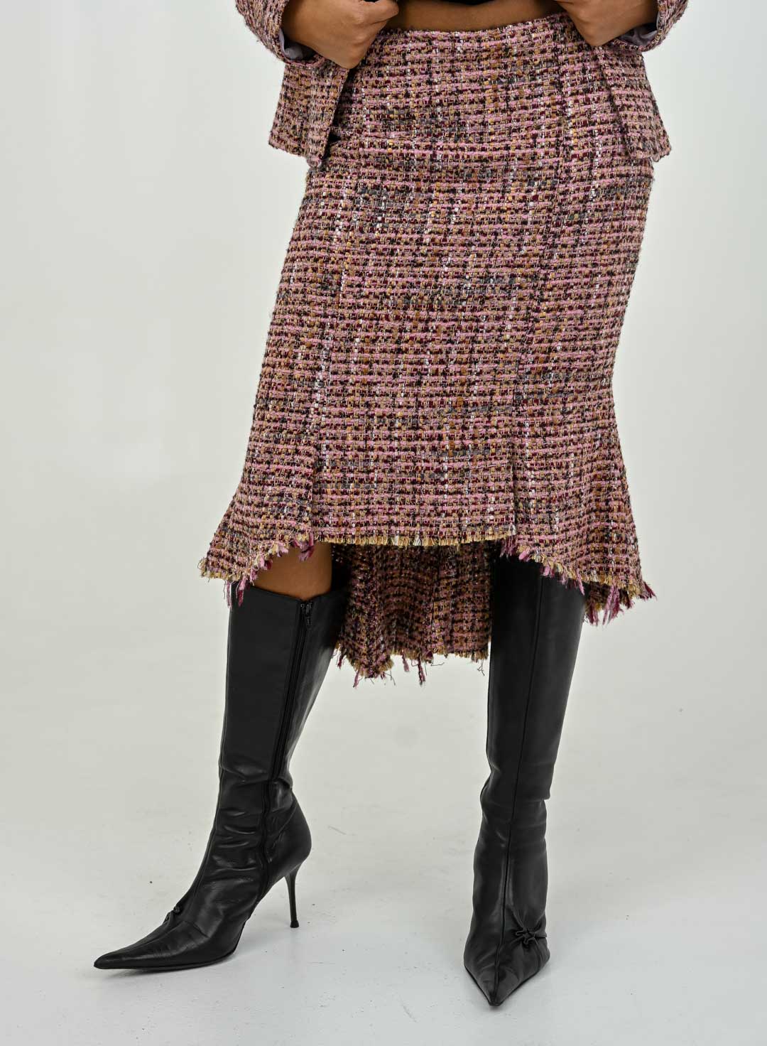 Rabbit Trim Rosewood Tweed Skirt Suit