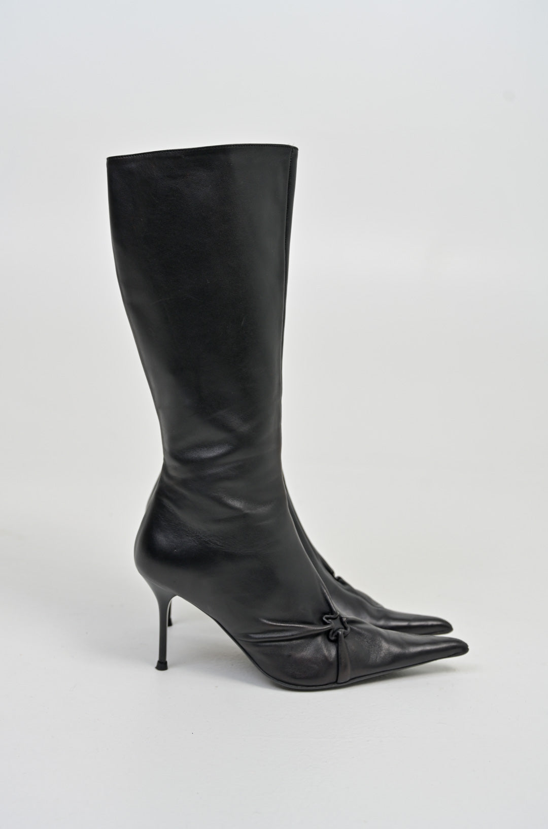 Scrunch Knee High Leather Boots (40)