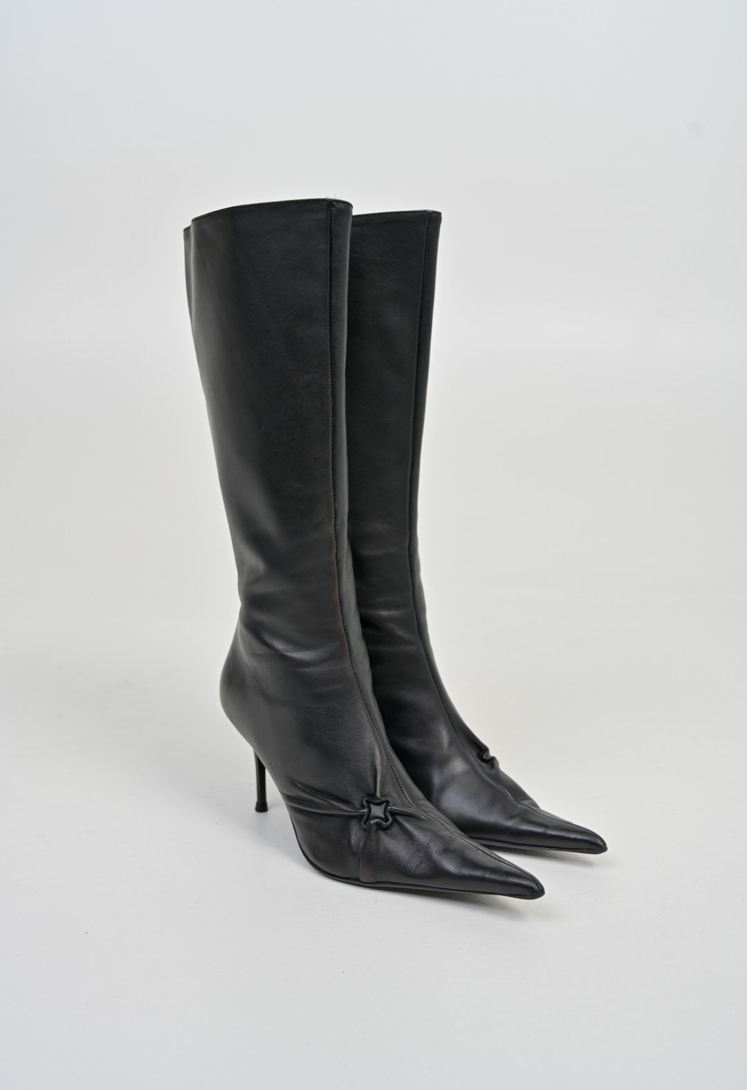 Scrunch Knee High Leather Boots (40)