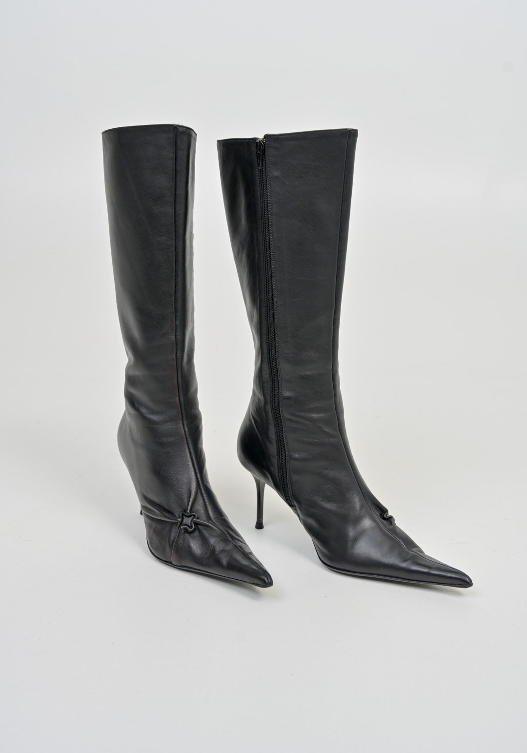 Scrunch Knee High Leather Boots (40)