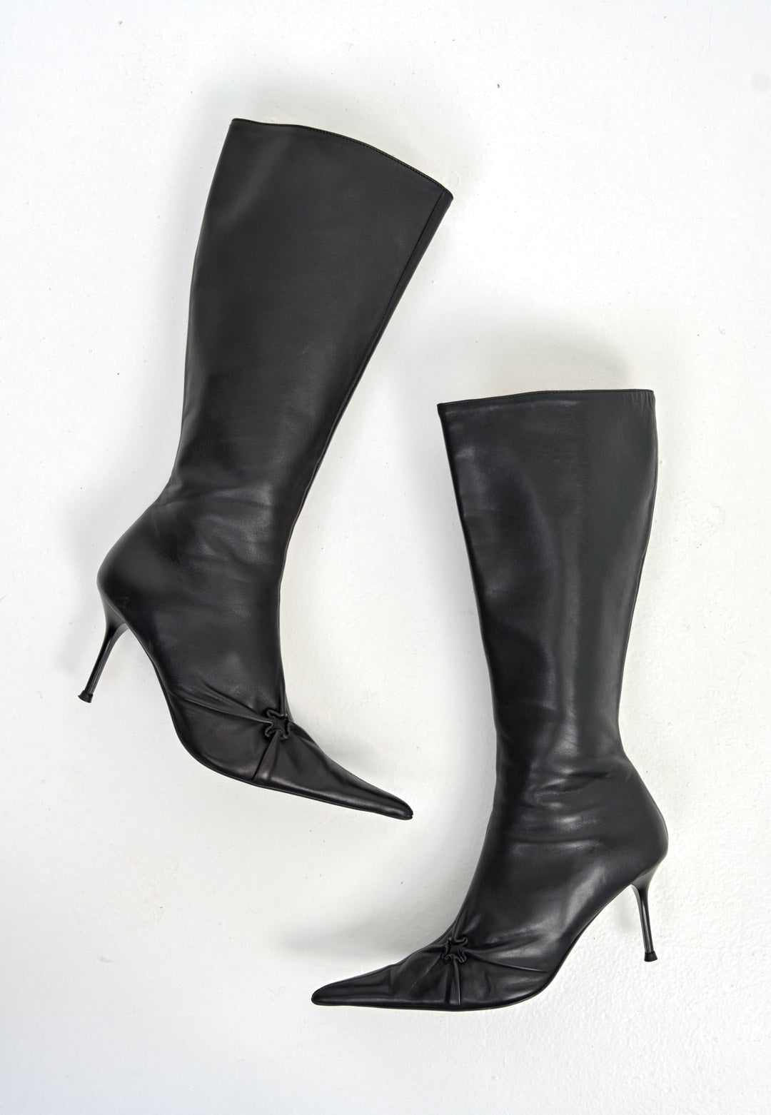 Scrunch Knee High Leather Boots (40)