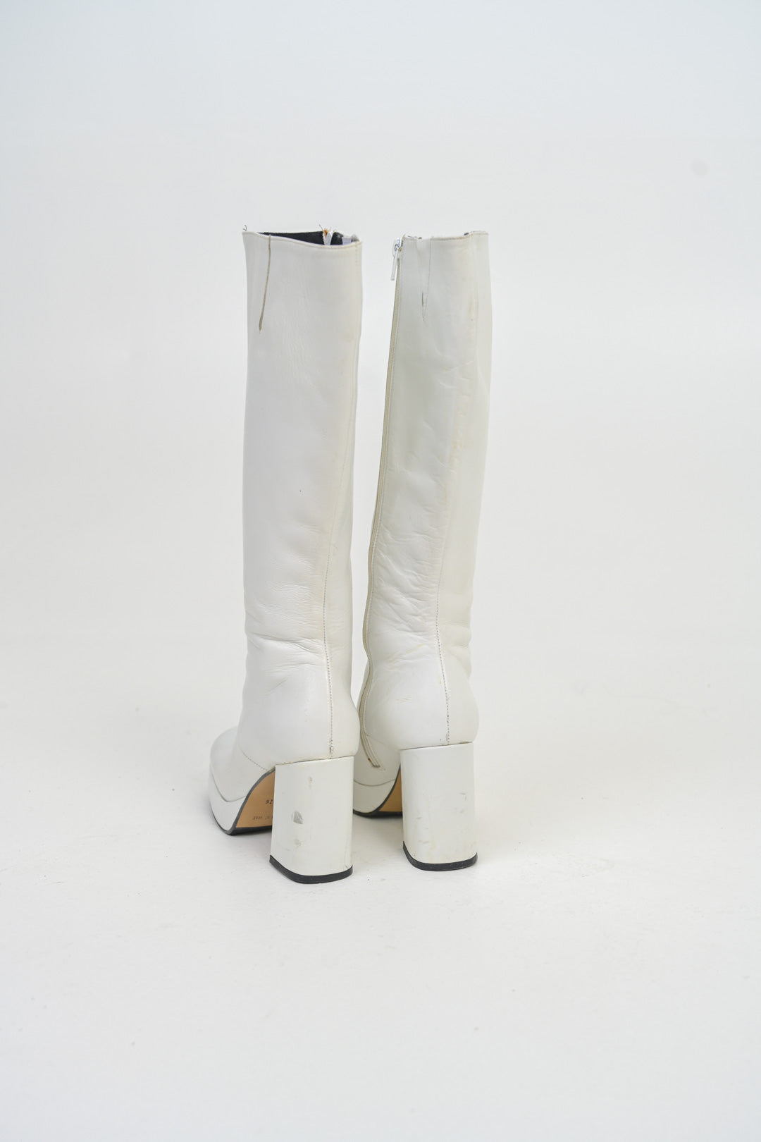 Bianco Leather Go-Go Boots (37.5)