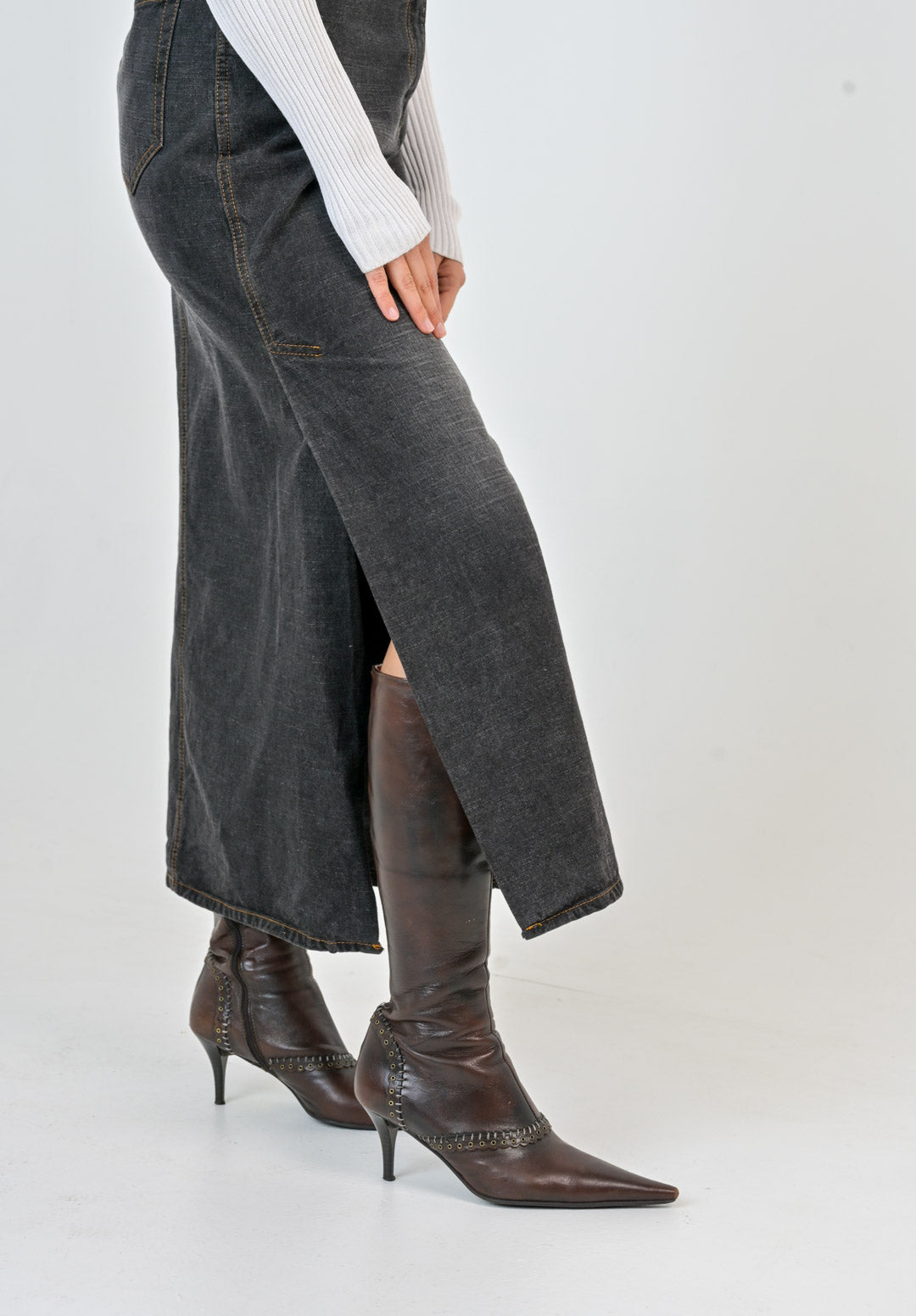 Charcoal Denim Maxi Skirt
