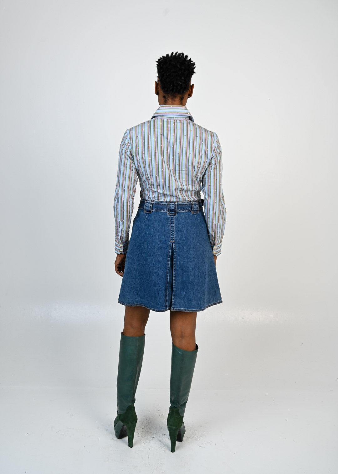 Moschino Buckle Denim Skirt