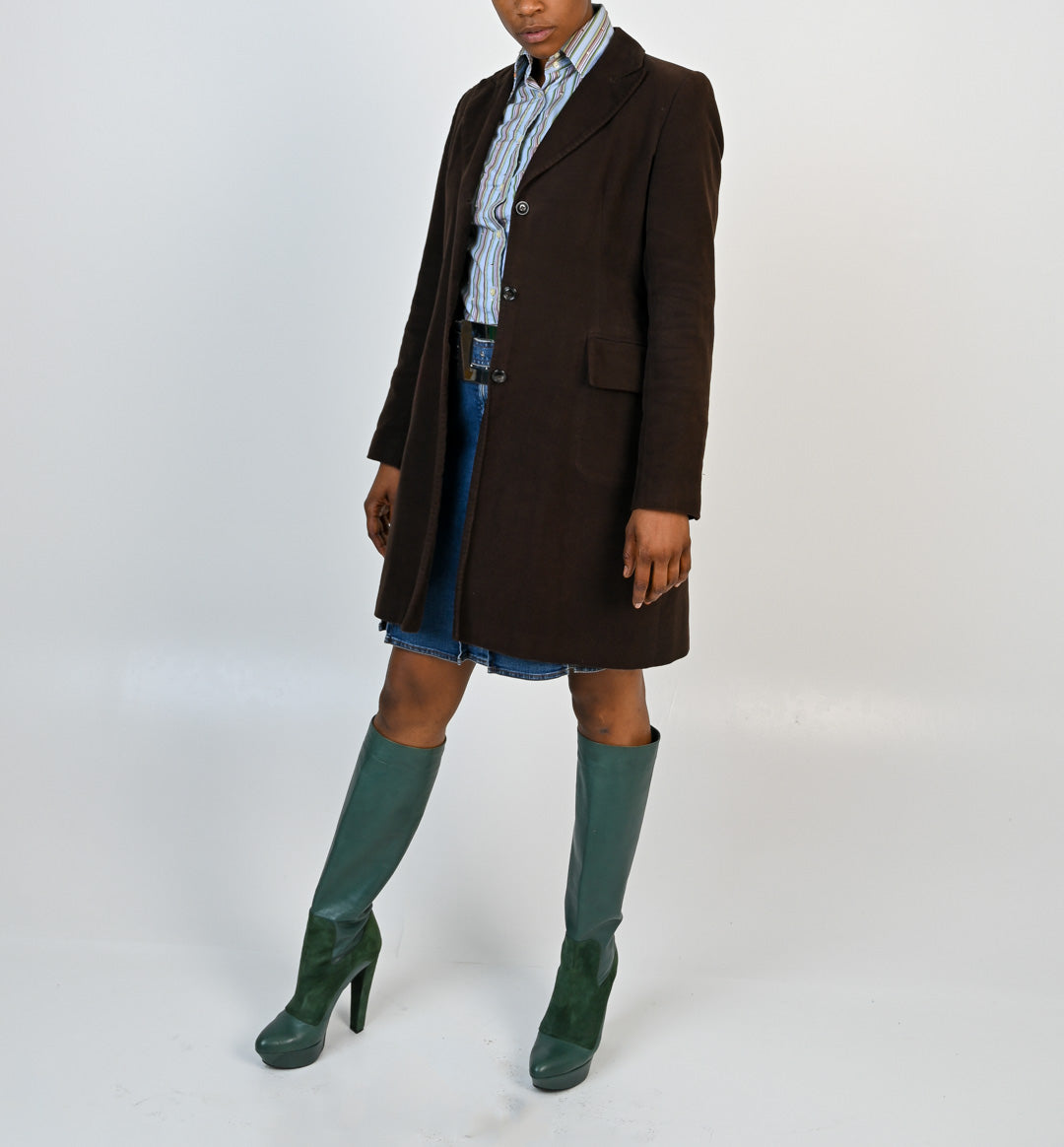 Cioccolato Velvet Longline Blazer