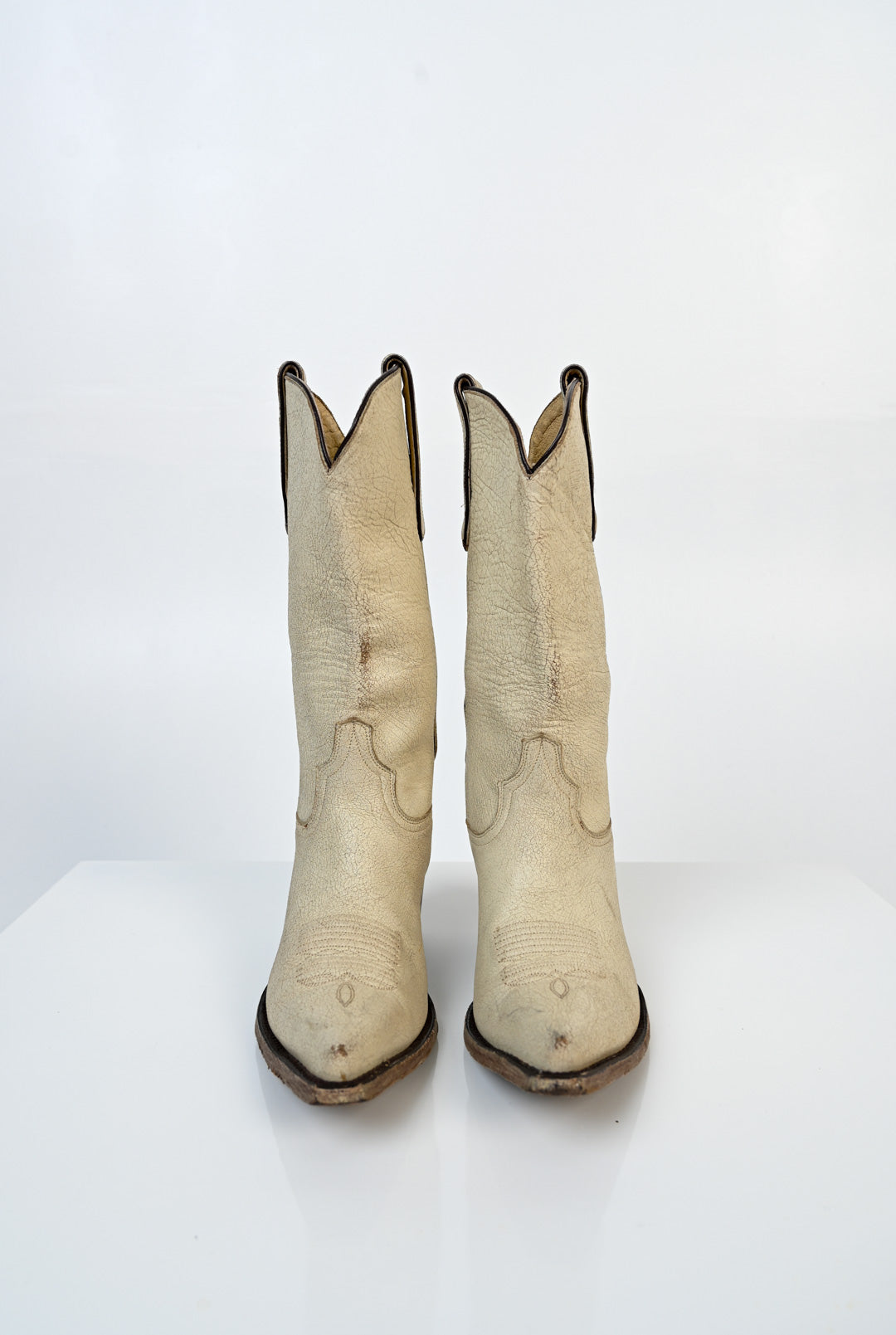 Ecru Leather Cowgirl Boot (37/38)