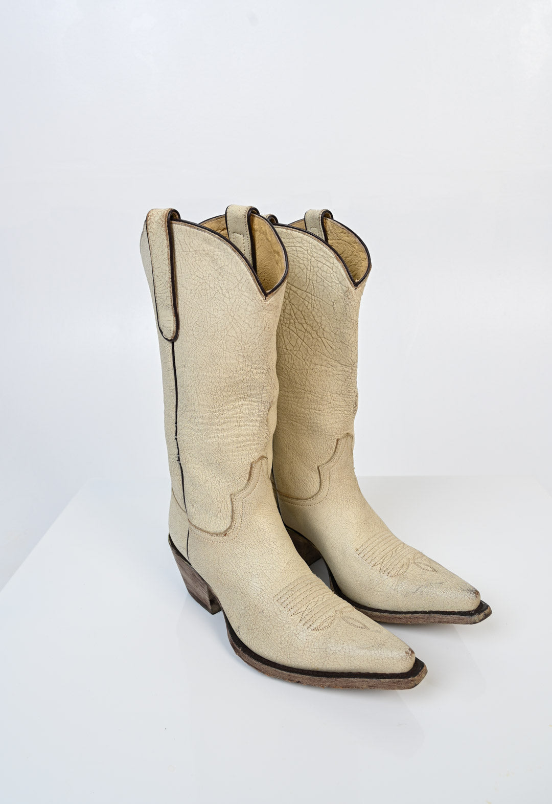 Ecru Leather Cowgirl Boot (37/38)