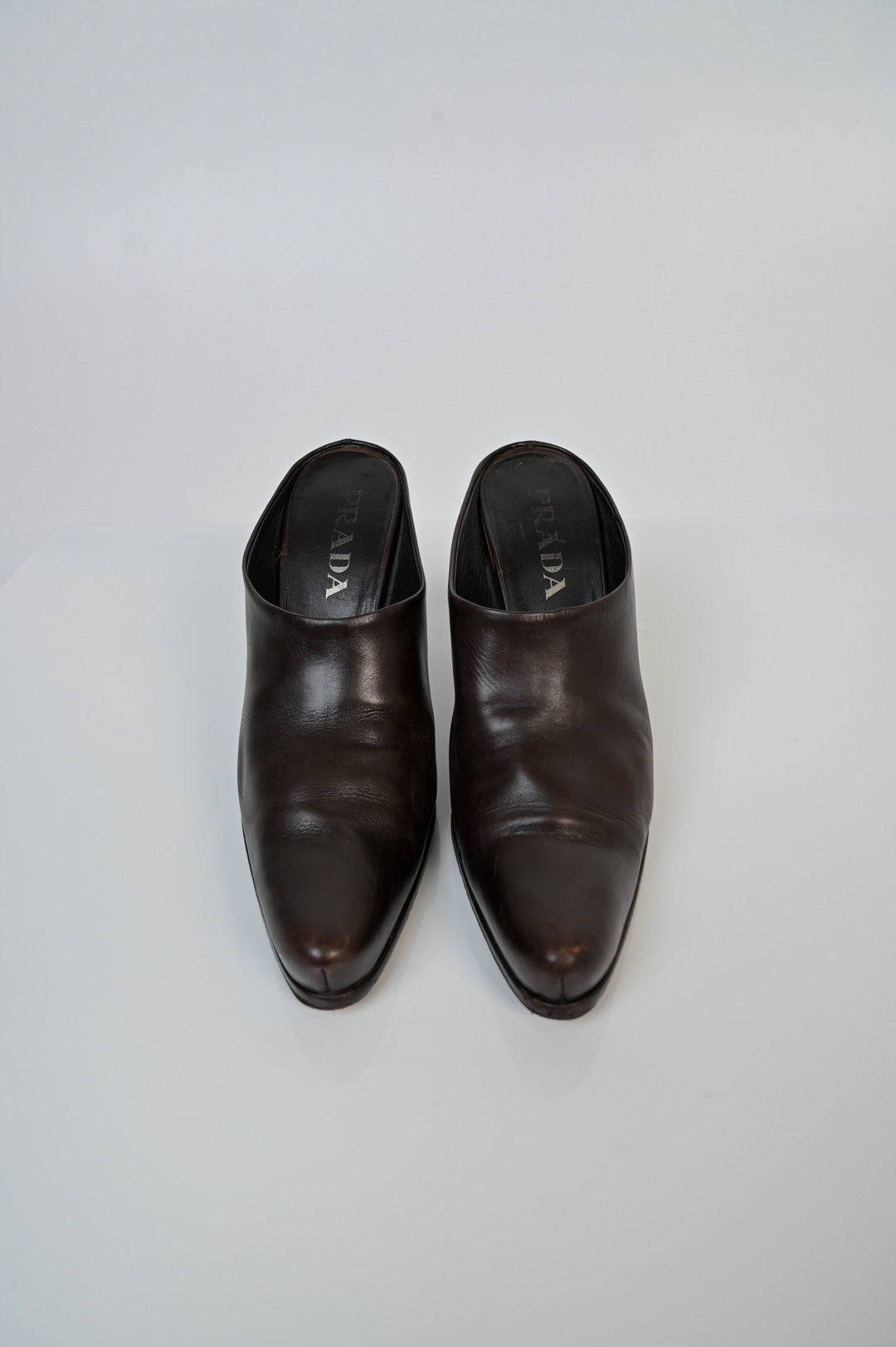 Prada Leather Cocoa Mules (40)