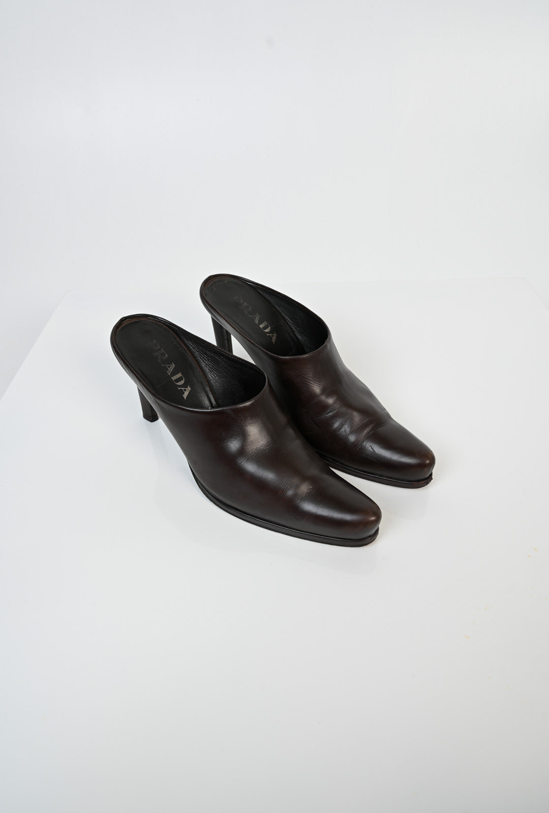 Prada Leather Cocoa Mules (40)