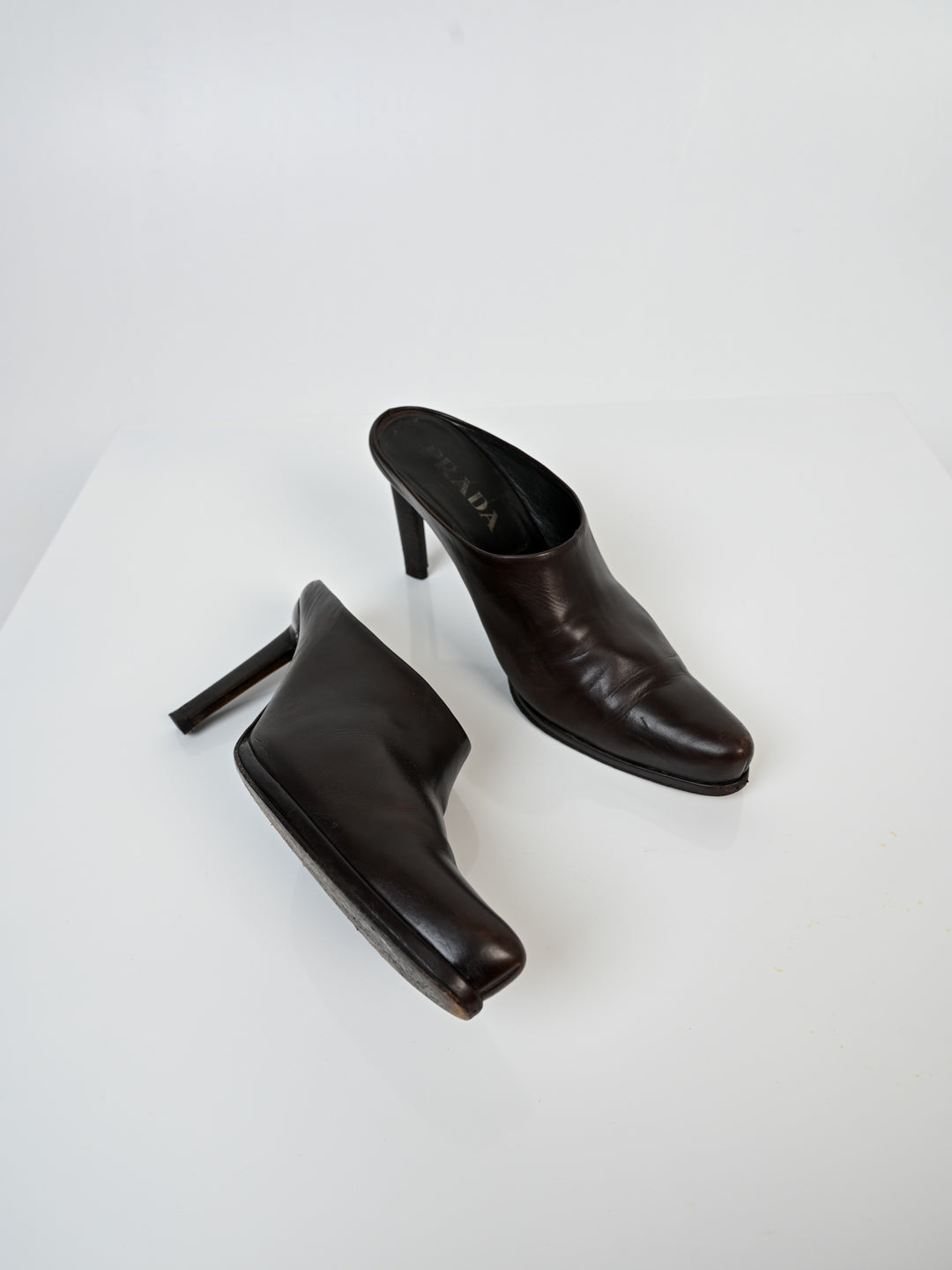 Prada Leather Cocoa Mules (40)