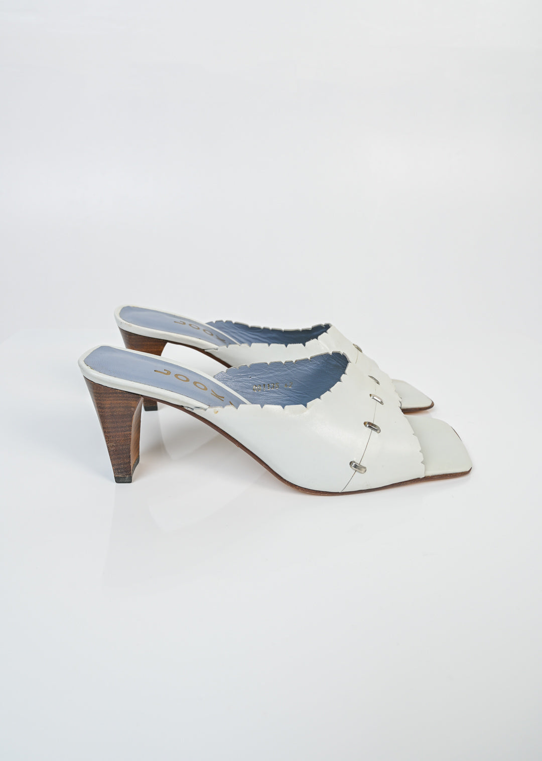 Ivory Leather Stitch Mules (42)
