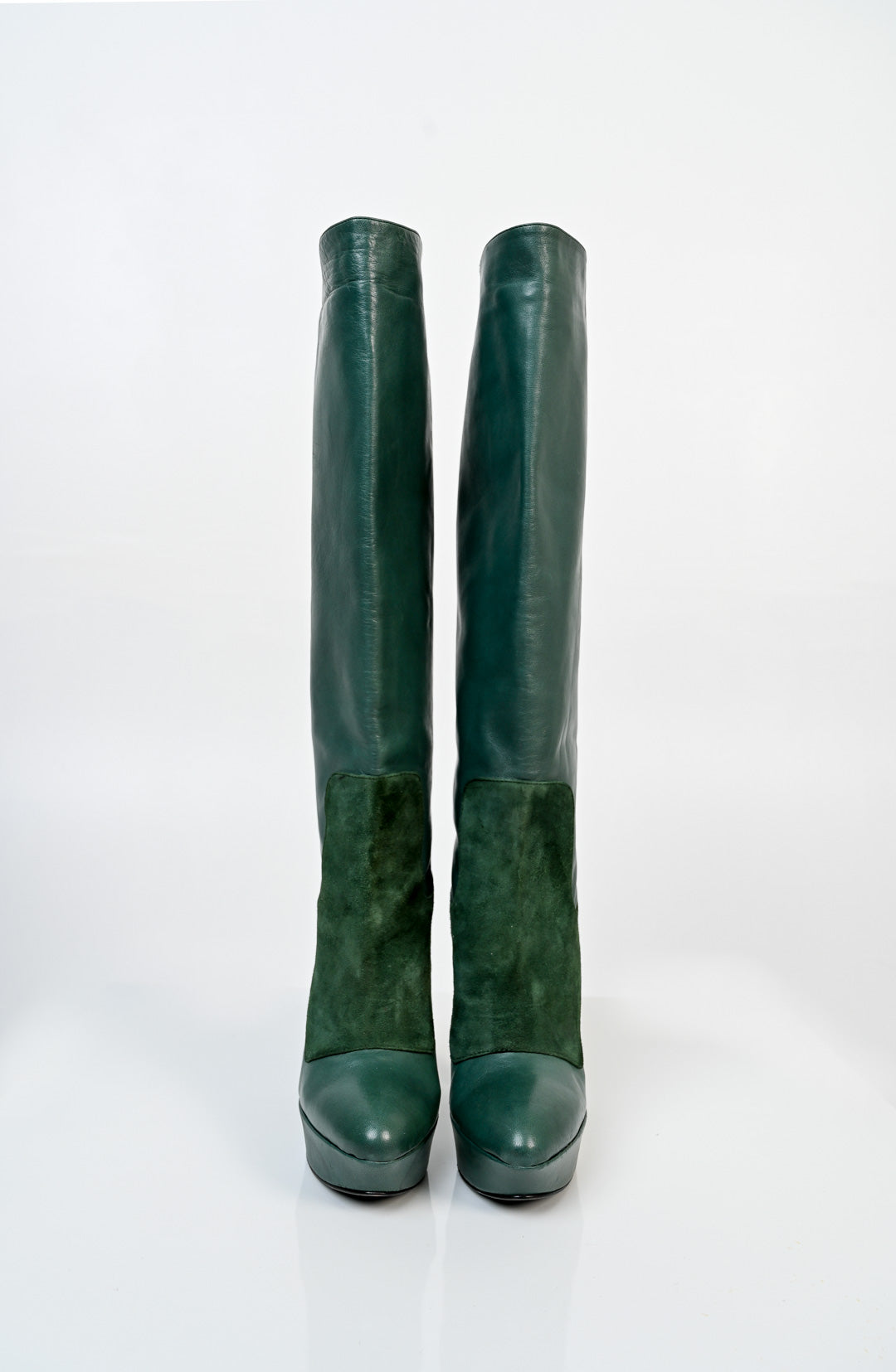 Emerald Leather Platform Boots (40)