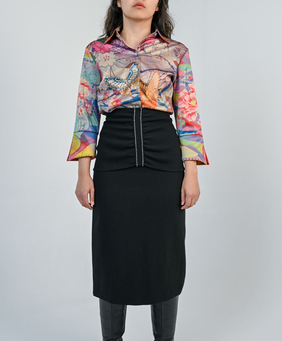 Obsidian Wool Embellished Skirt