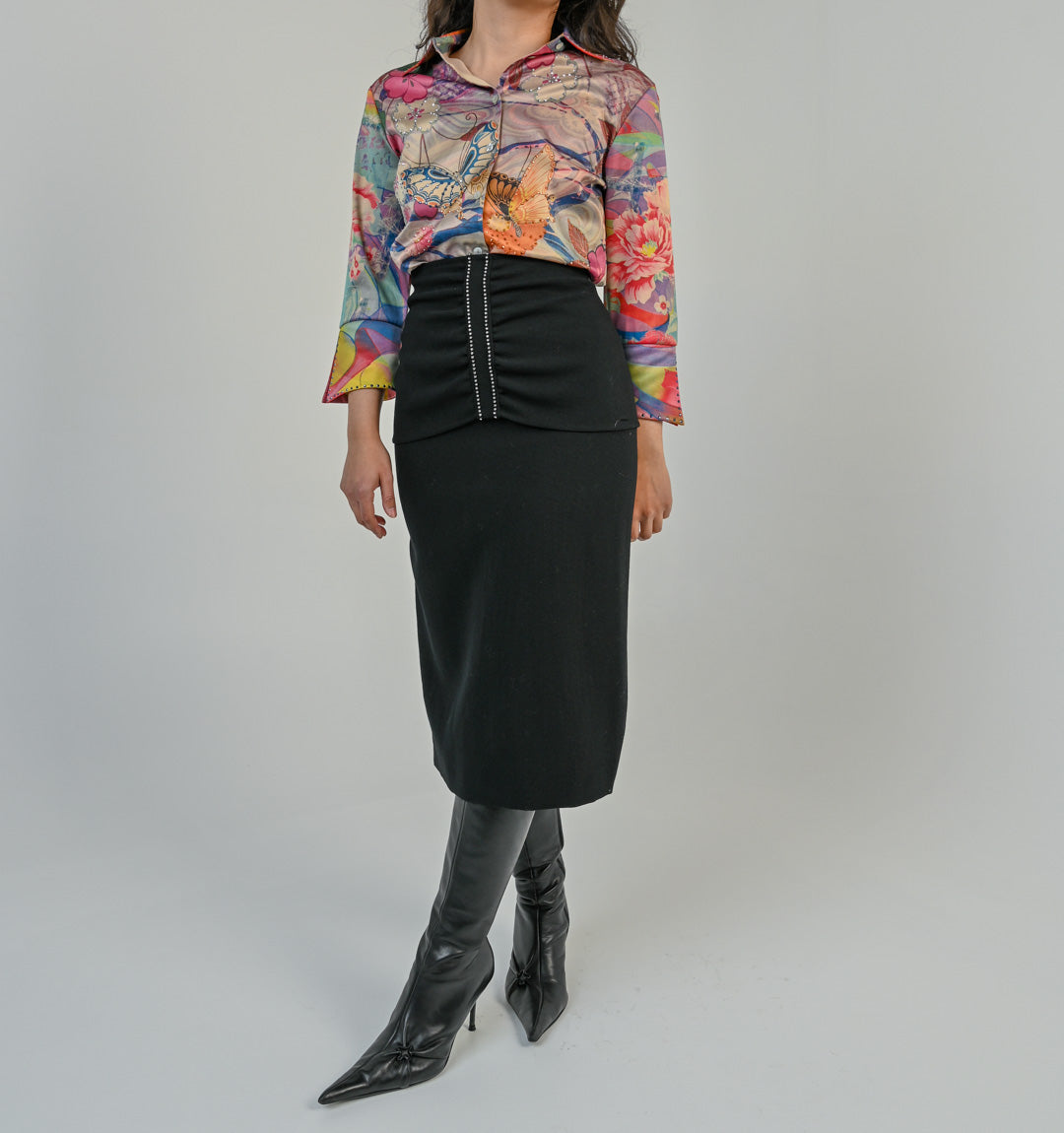 Obsidian Wool Embellished Skirt