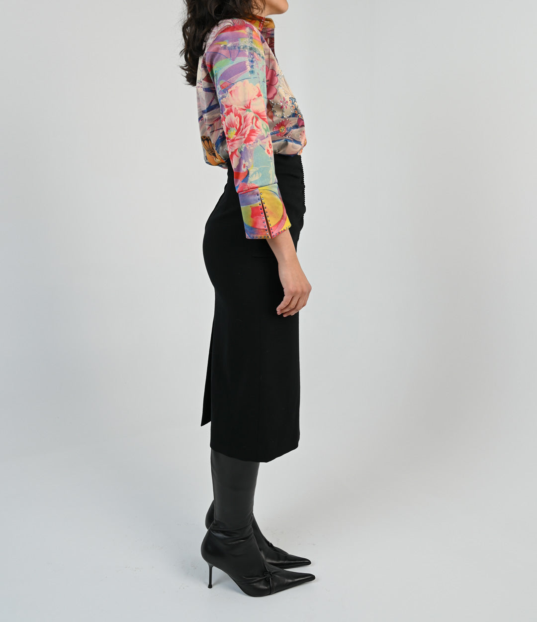 Obsidian Wool Embellished Skirt