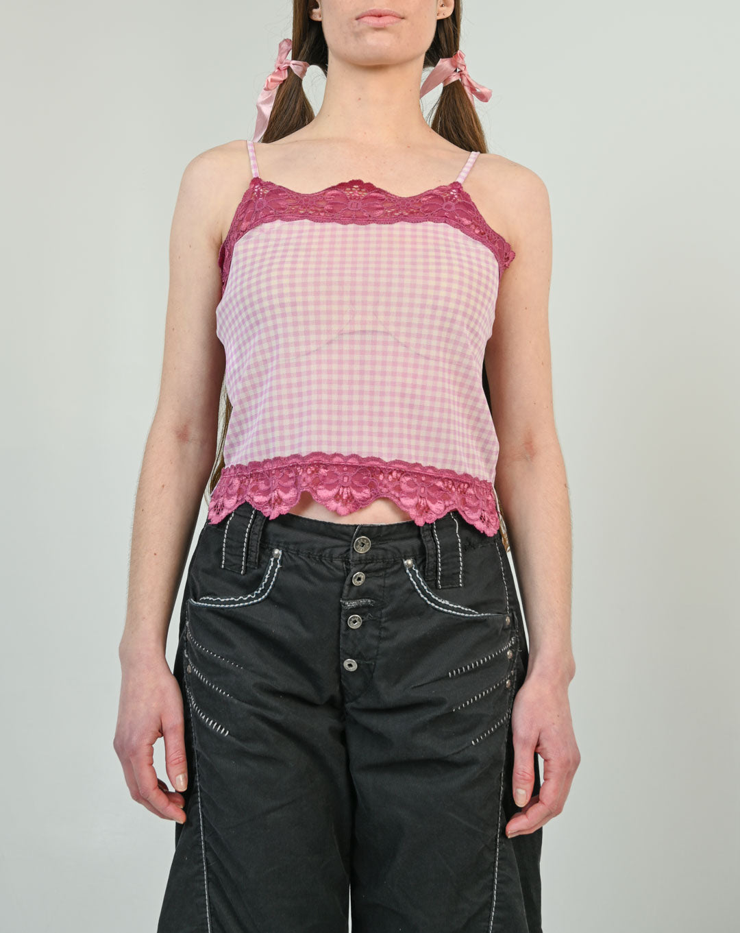Raspberry Gingham Camisole