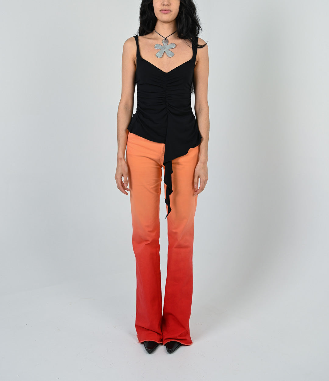 Roccobarocco Ruched Ruffle Top