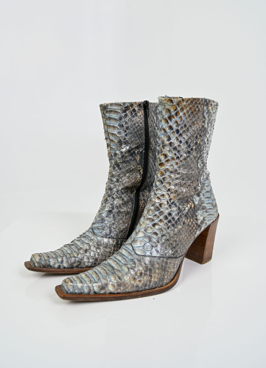 Azure Snakeskin Boots (37.5)