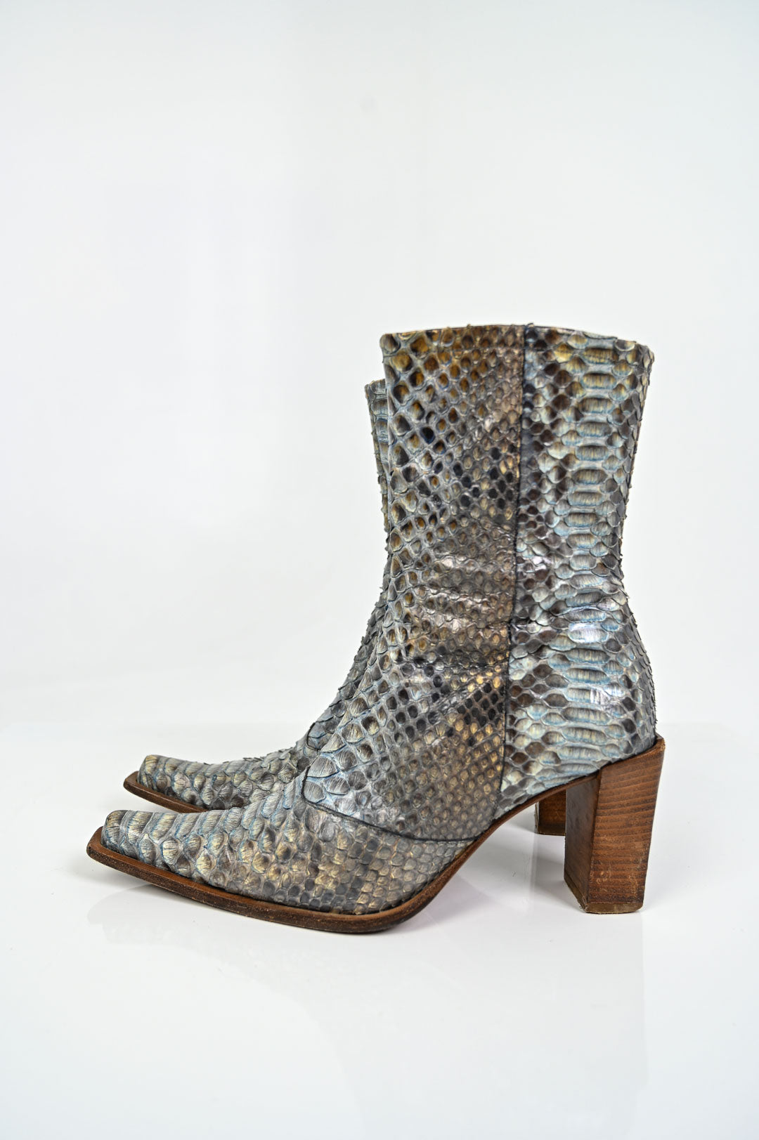 Azure Snakeskin Boots (37.5)