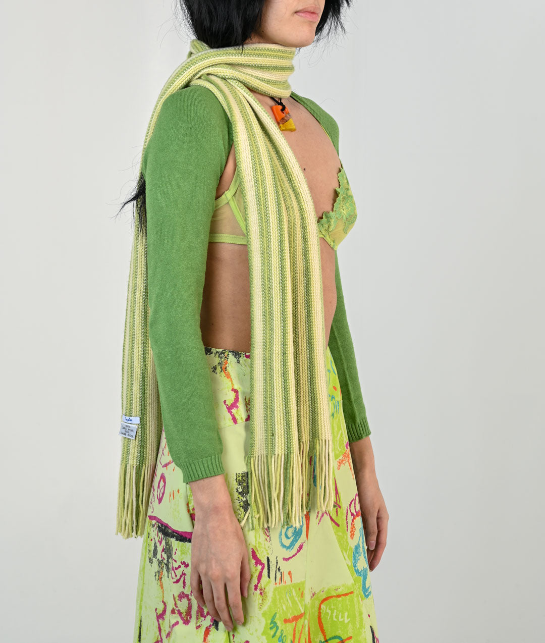 Verde Stripe Wool Scarf