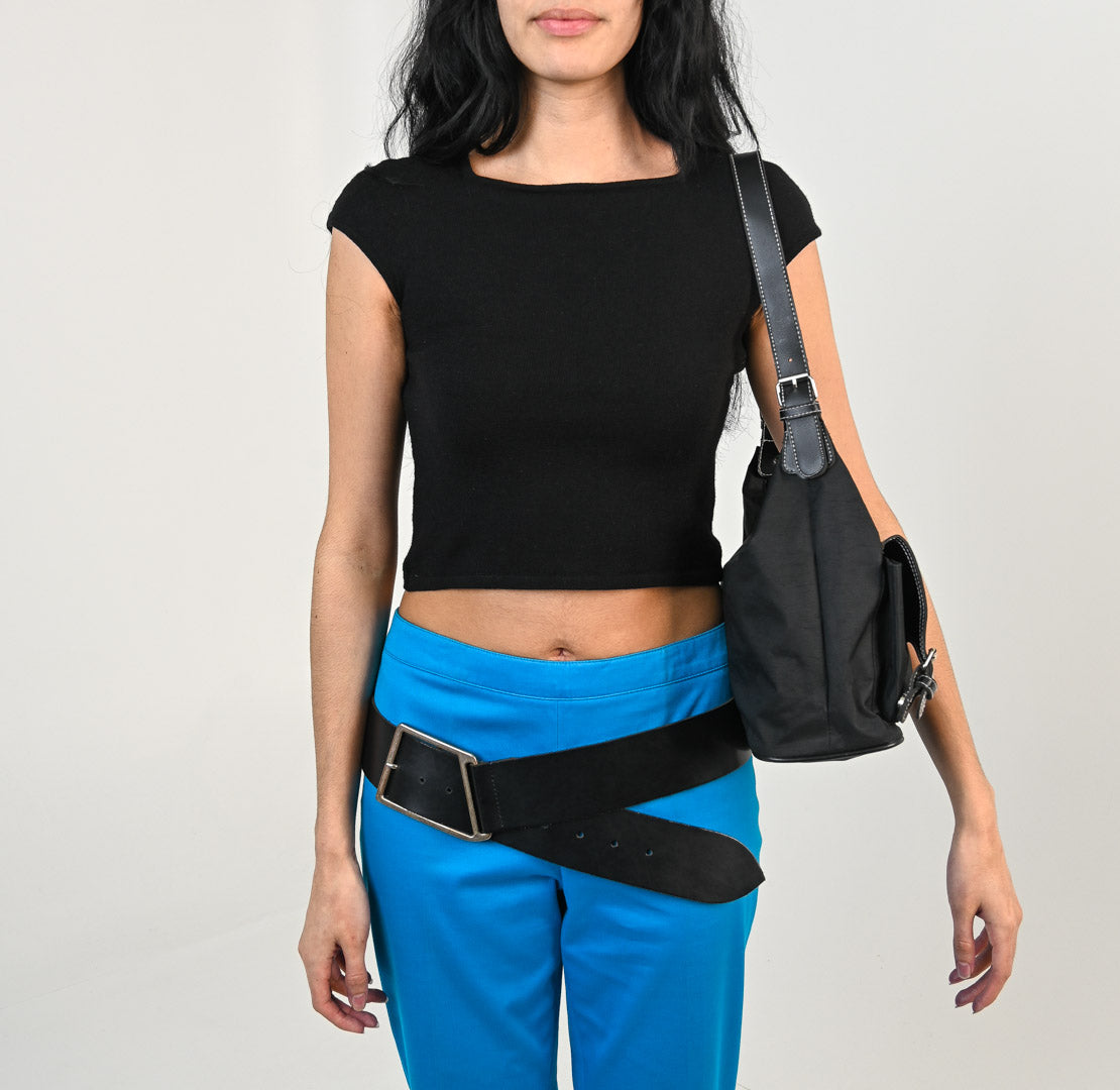 Noir Leather Asymmetrical Belt