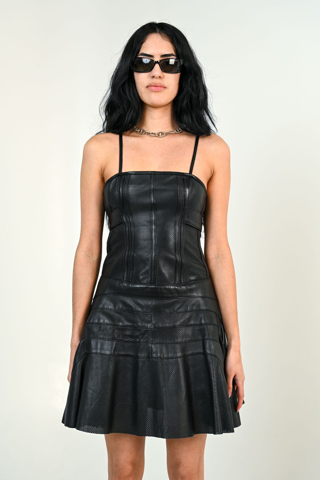 Perforated Leather Dress