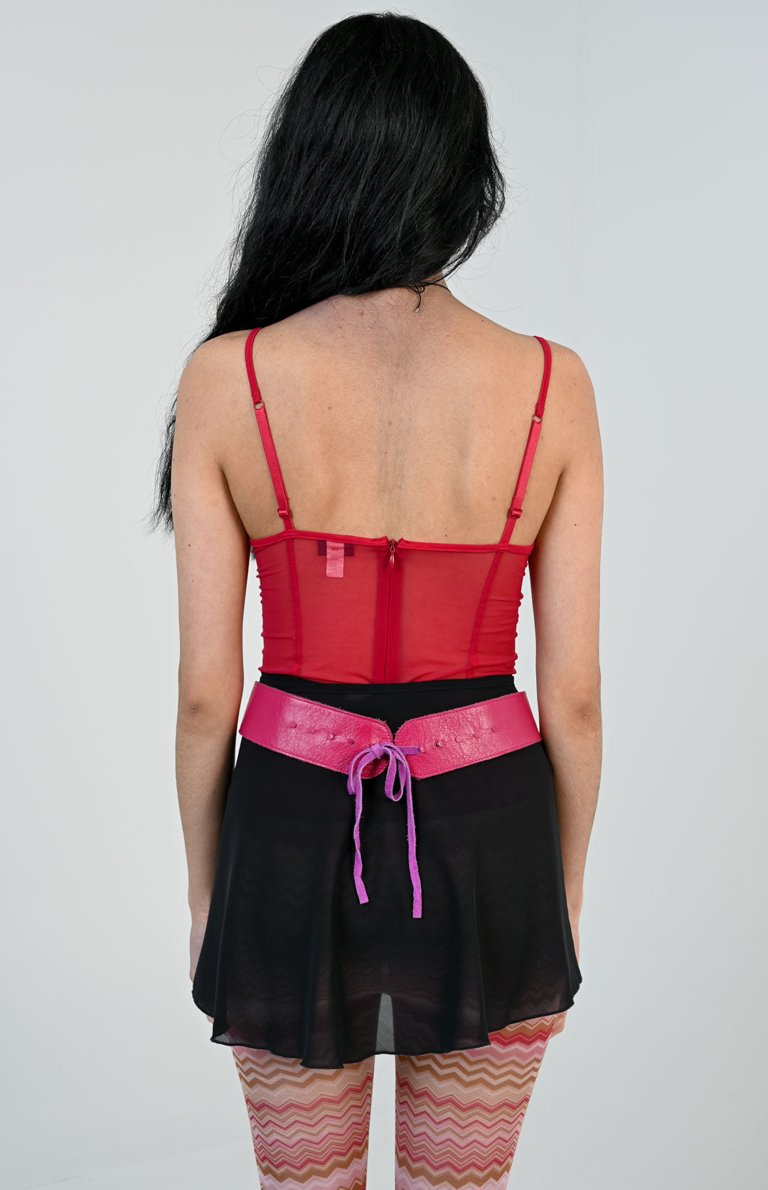 Magenta Leather Waist Belt