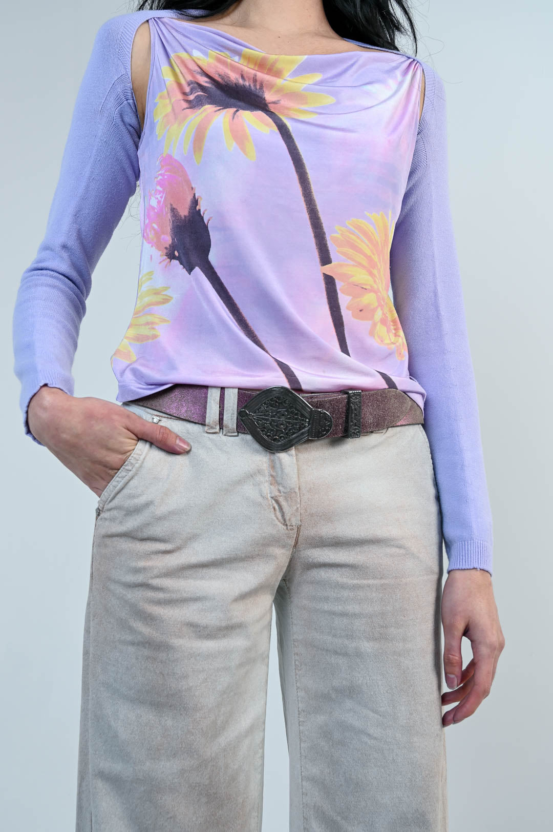 Roberto Cavalli Amethyst Leather Belt