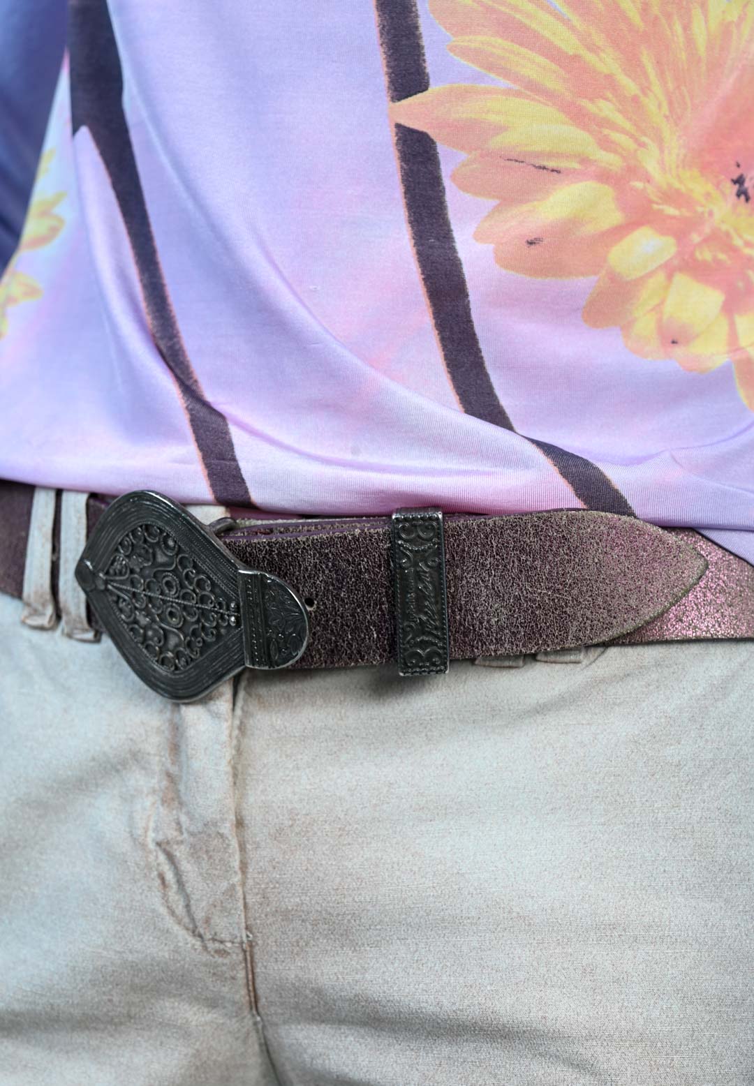Roberto Cavalli Amethyst Leather Belt