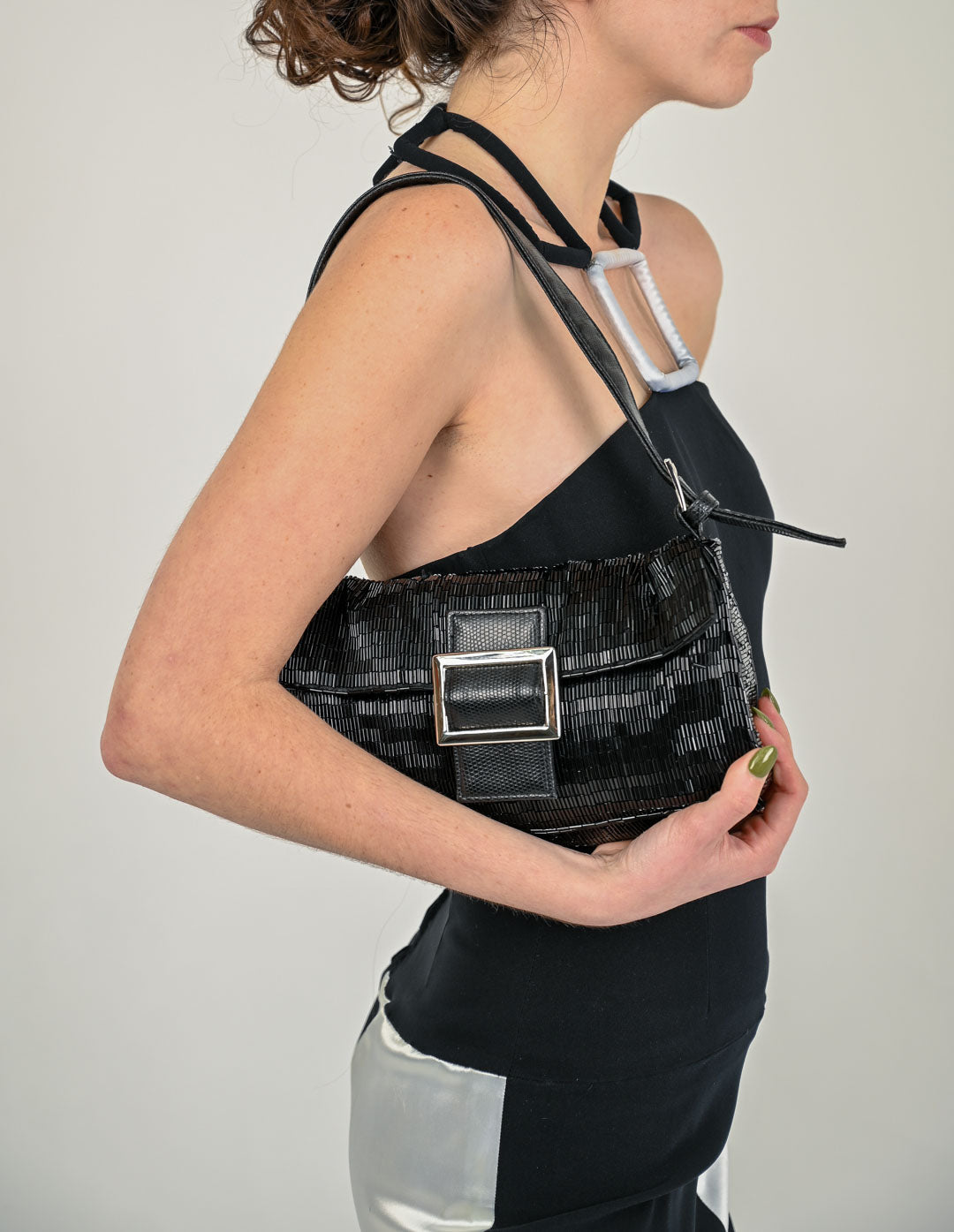 Onyx Beaded Buckle Purse
