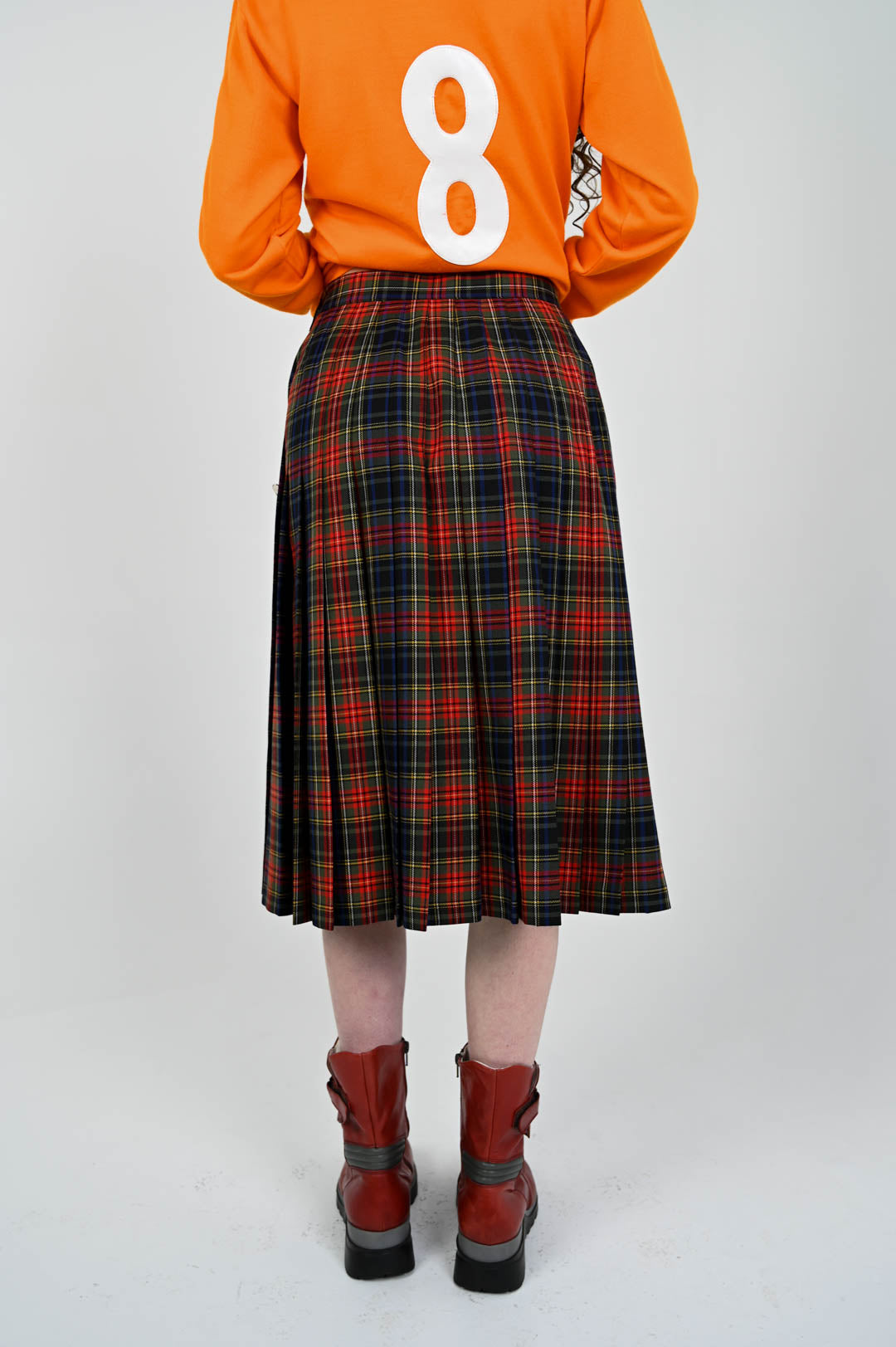Pleated Plaid Safety Pin Skirt