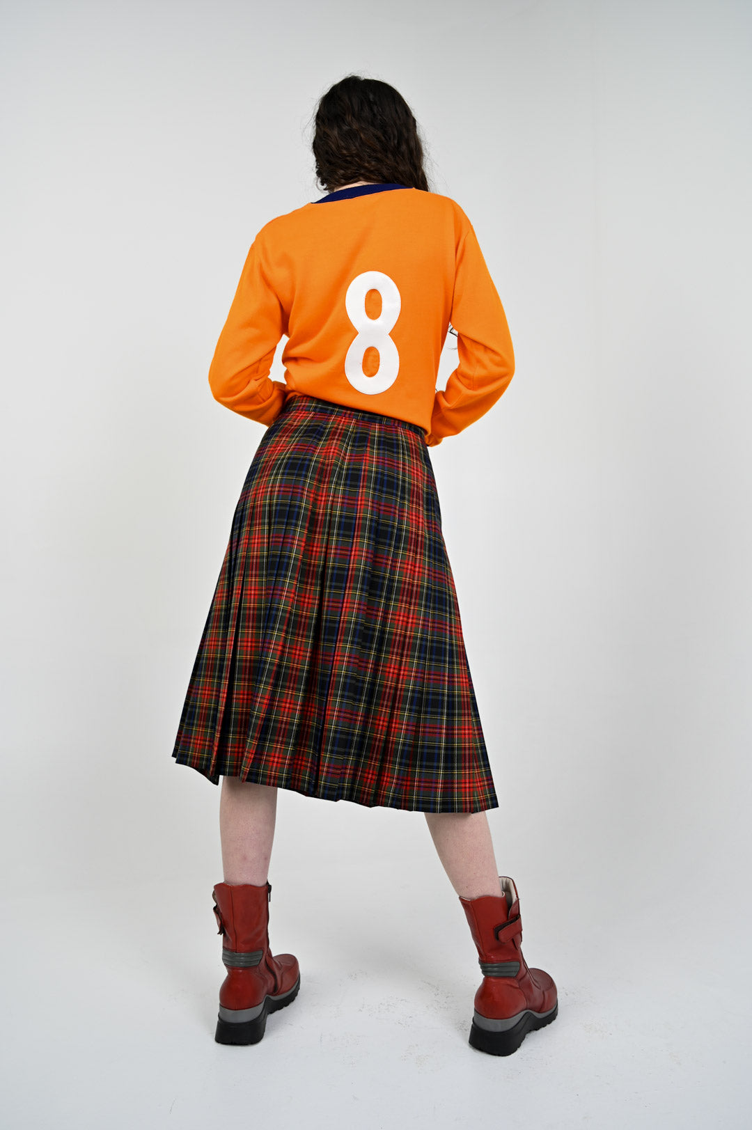 Pleated Plaid Safety Pin Skirt