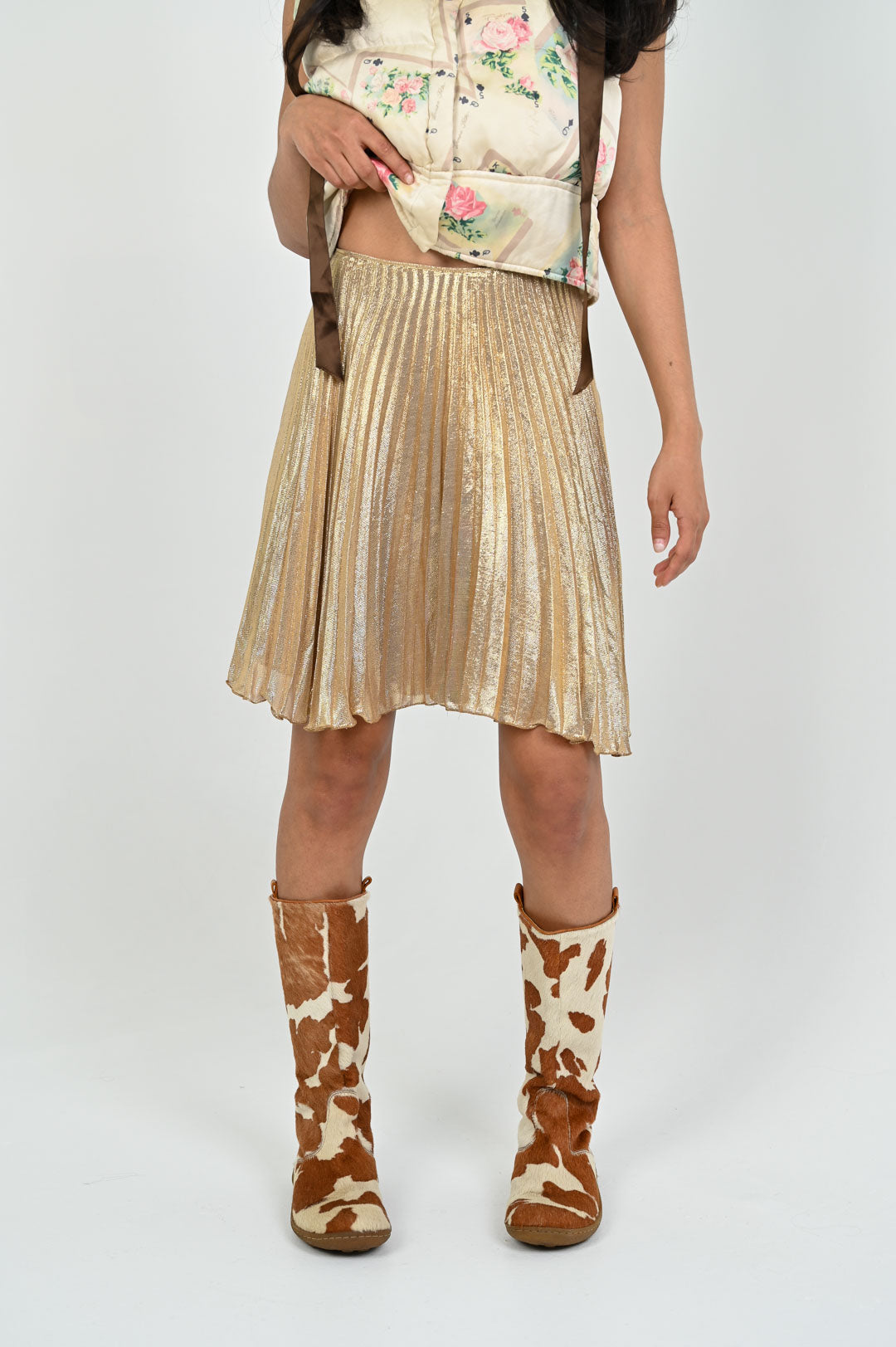 Blumarine Lamé Pleated Skirt