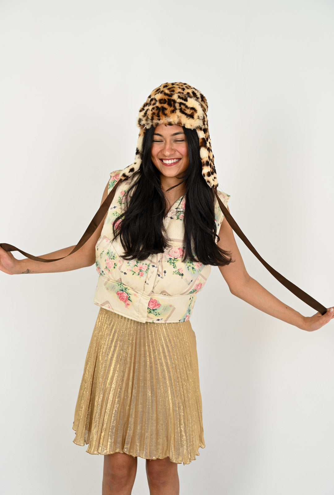 Blumarine Leopard Aviator Hat