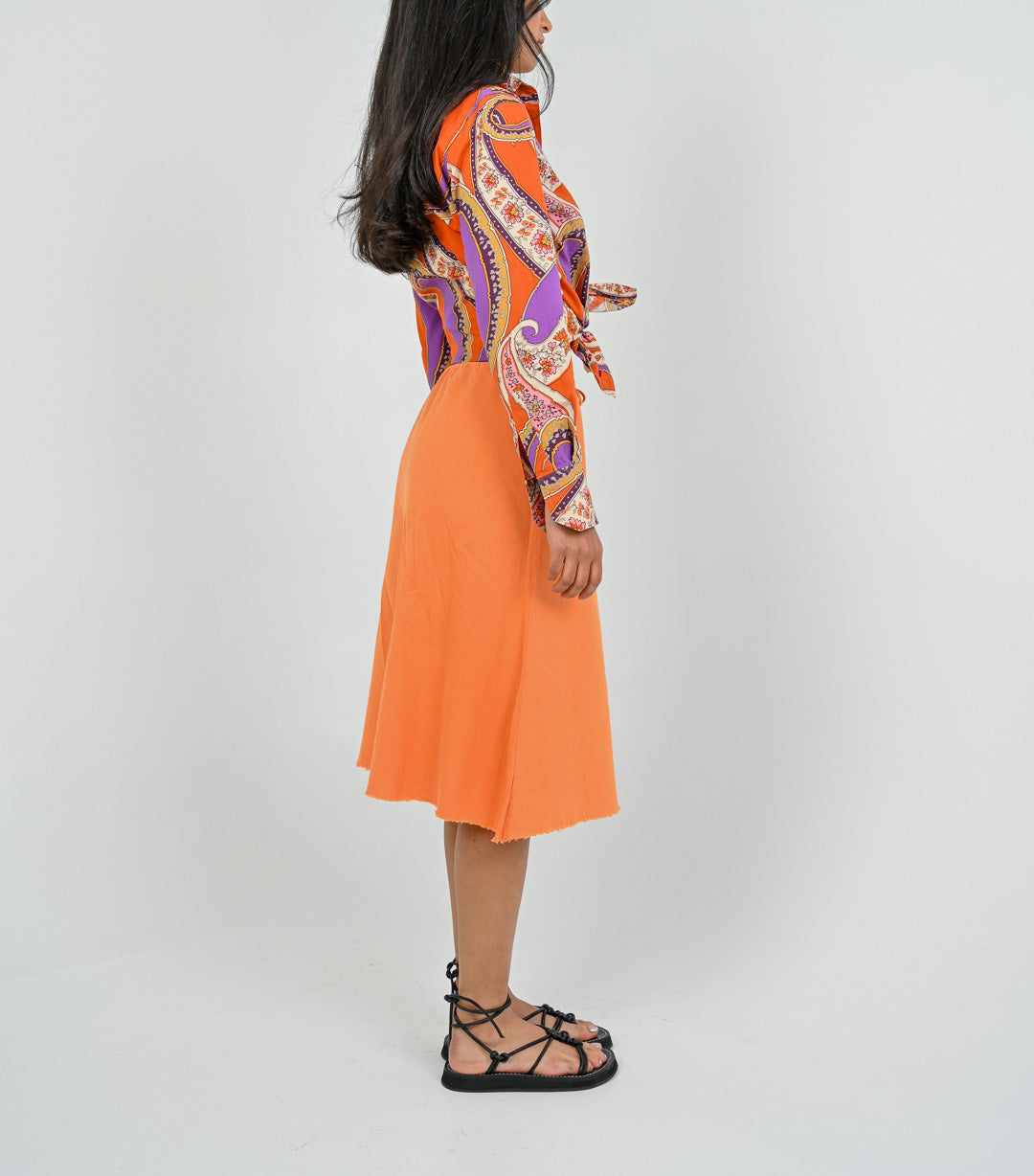 Cantaloupe Linen Drawstring Skirt