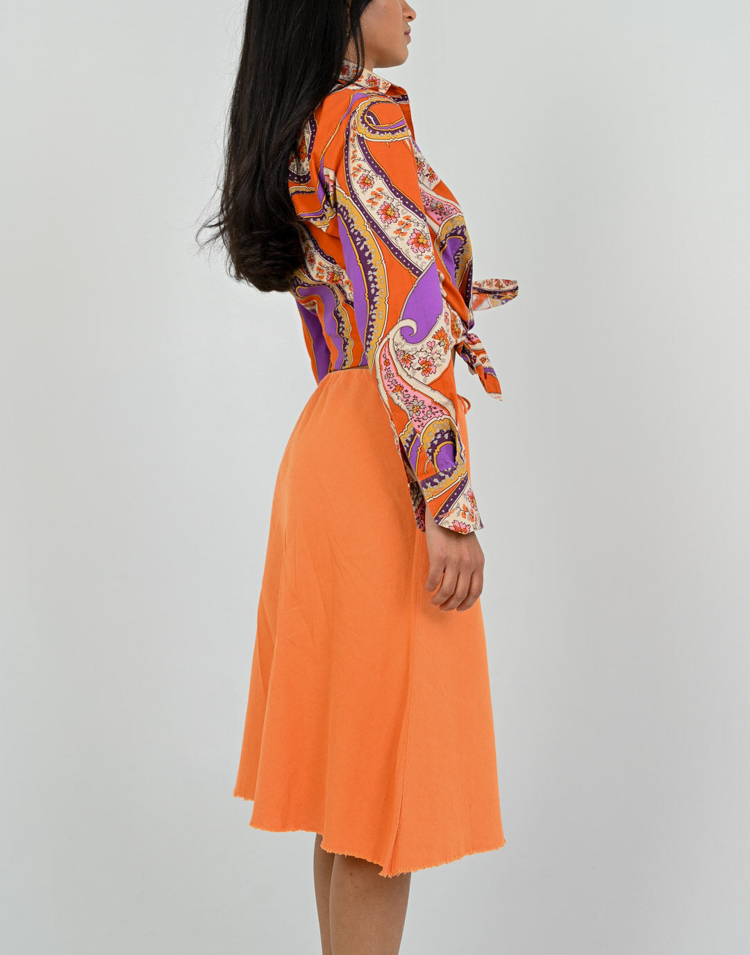 Cantaloupe Linen Drawstring Skirt