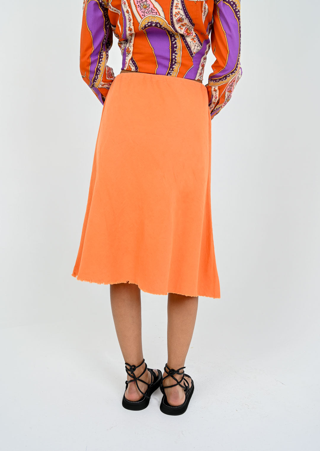 Cantaloupe Linen Drawstring Skirt