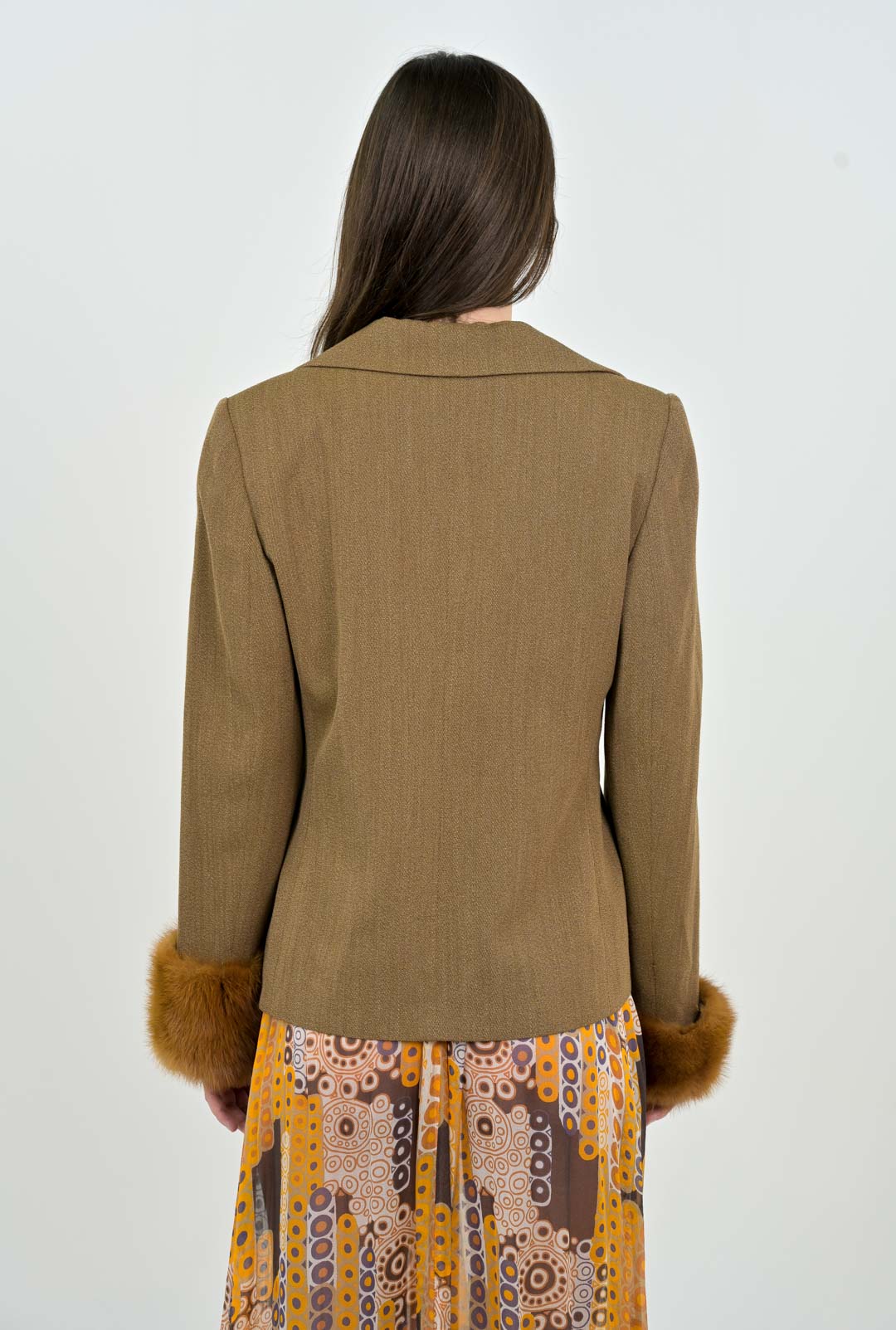 Fur Trim Wool Blazer