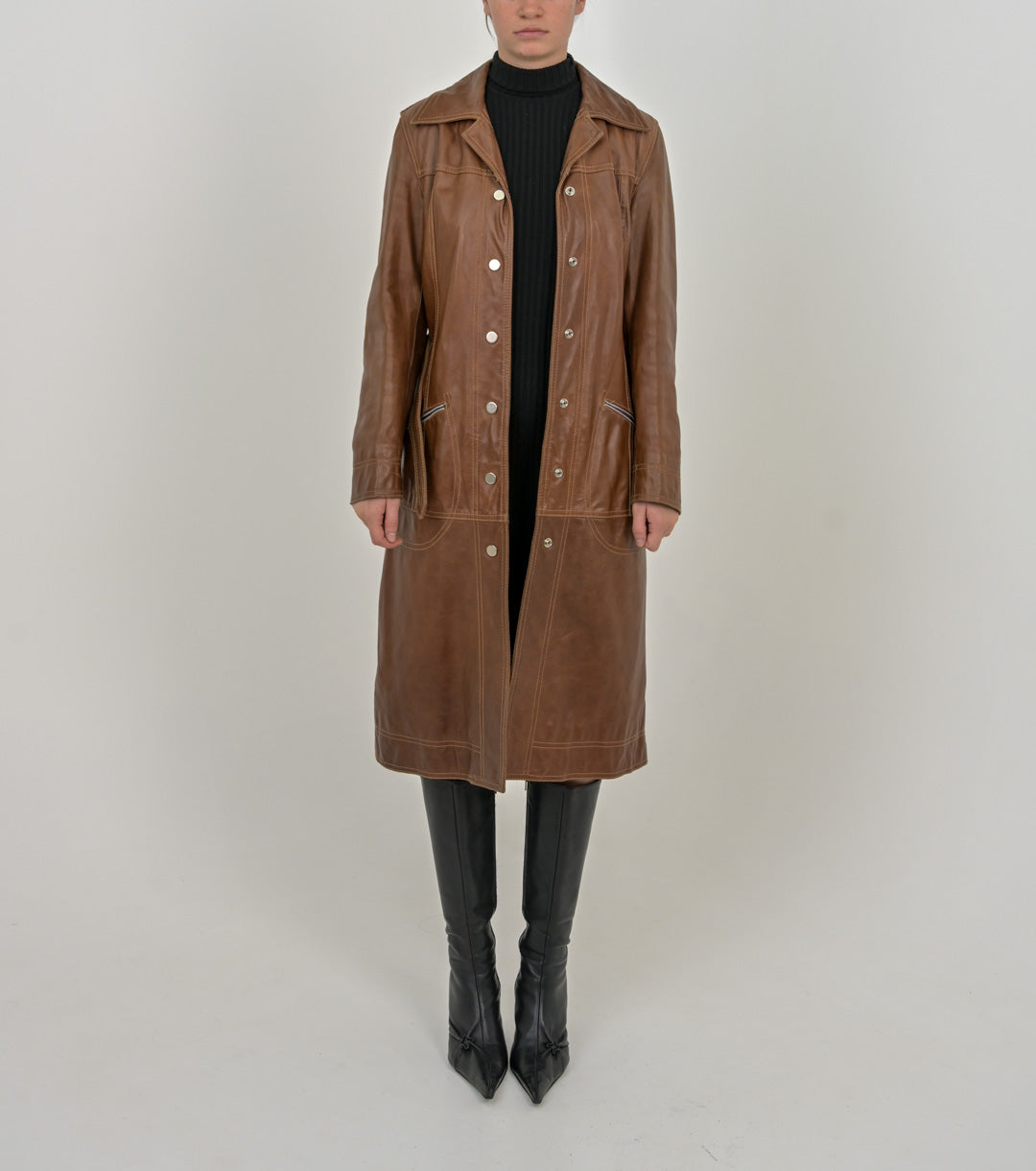 Hazelnut Leather Trench
