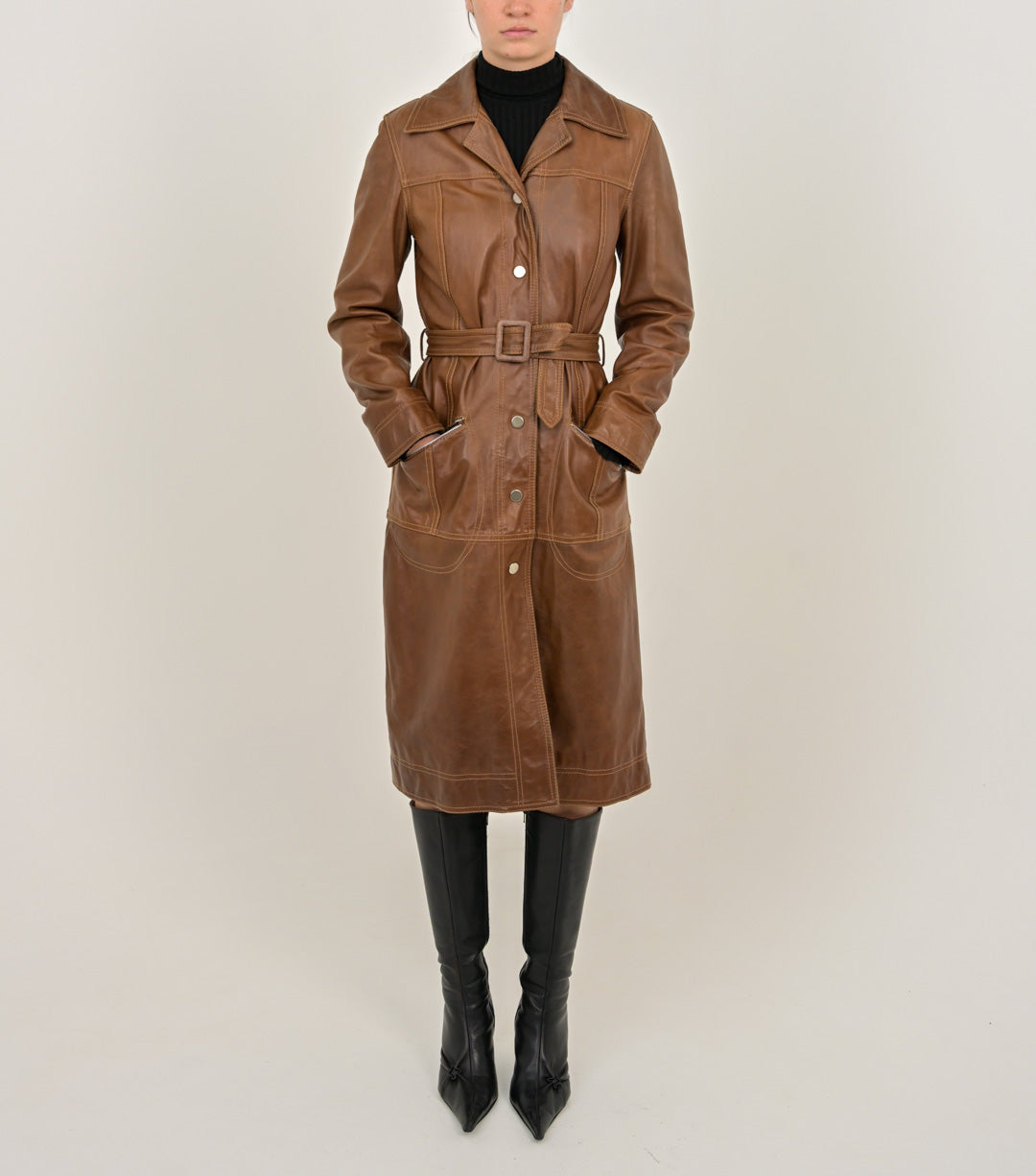 Hazelnut Leather Trench