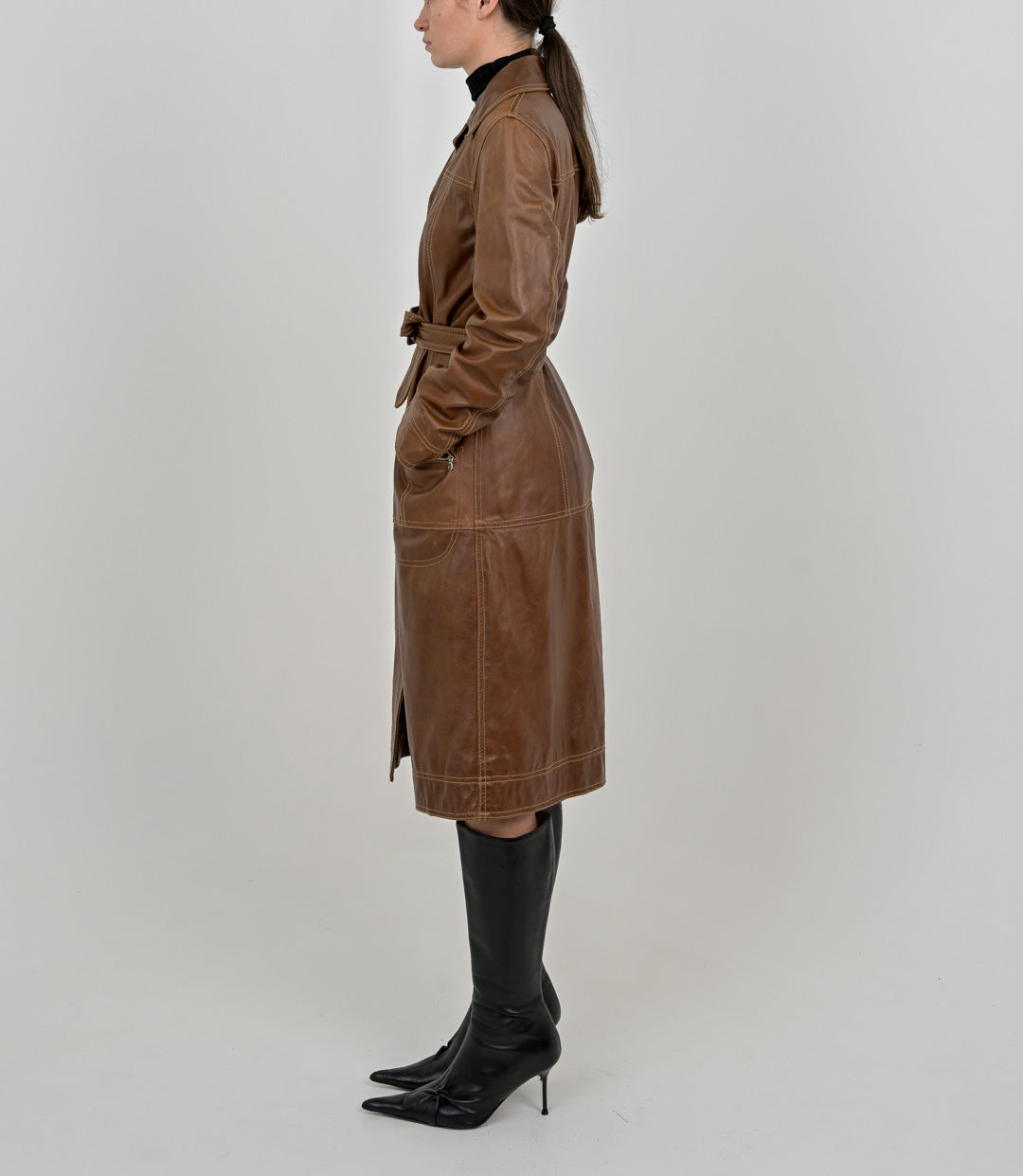 Hazelnut Leather Trench
