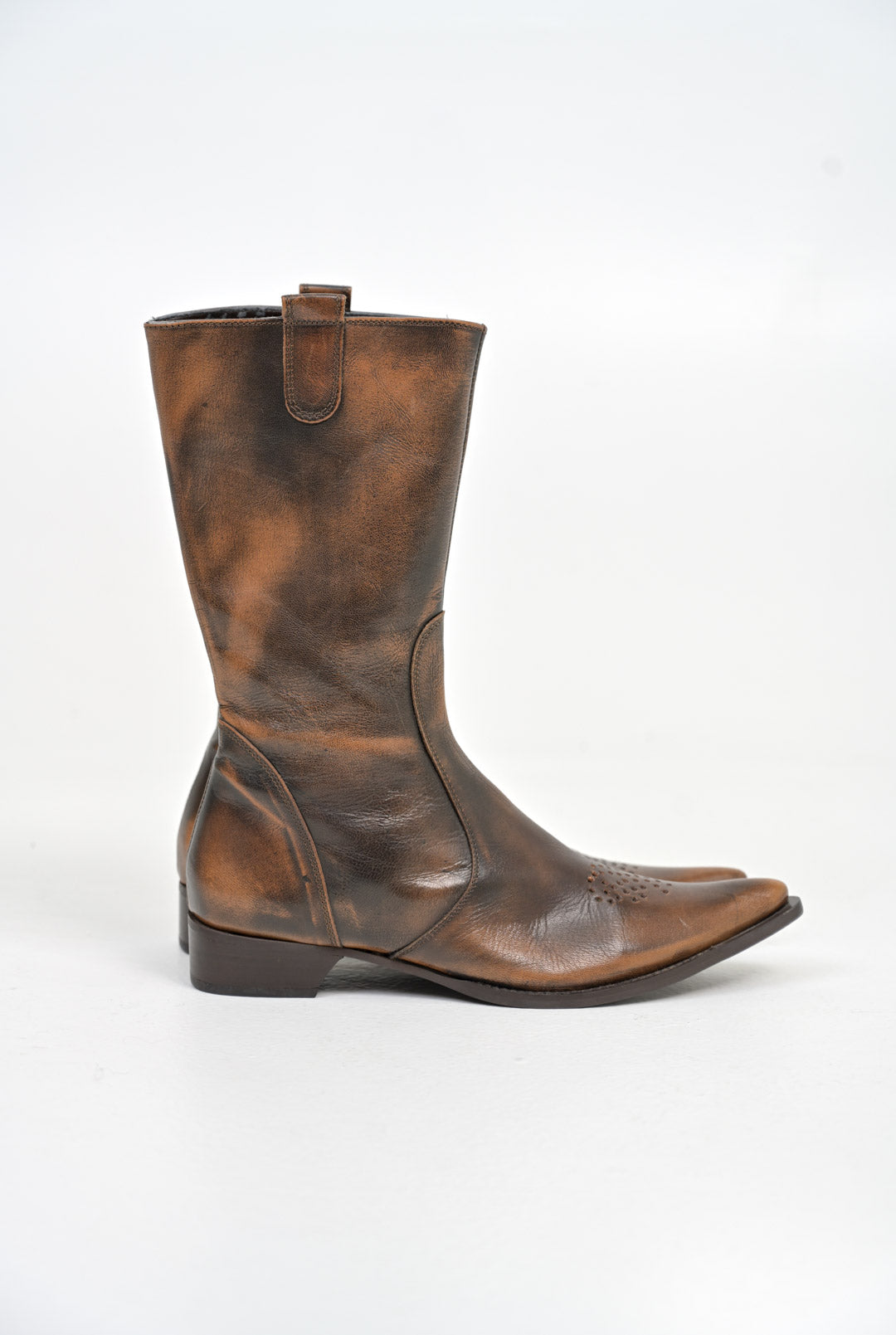 Patina Leather Butterfly Boots (40)