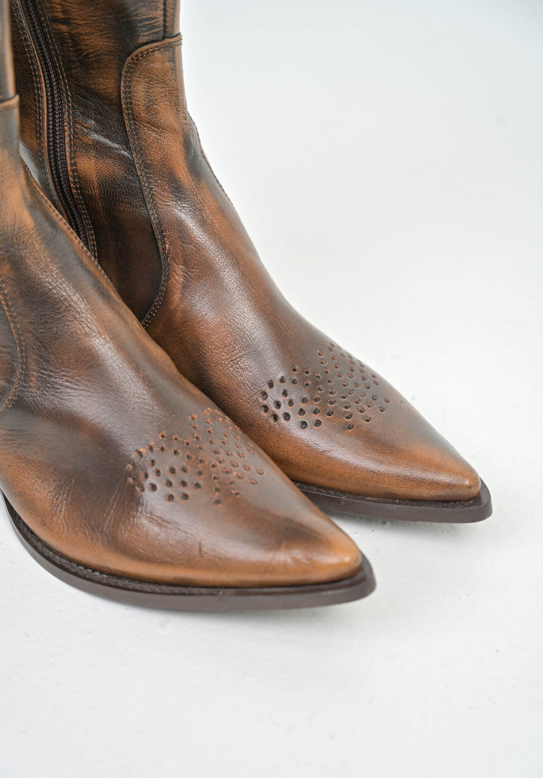 Patina Leather Butterfly Boots (40)