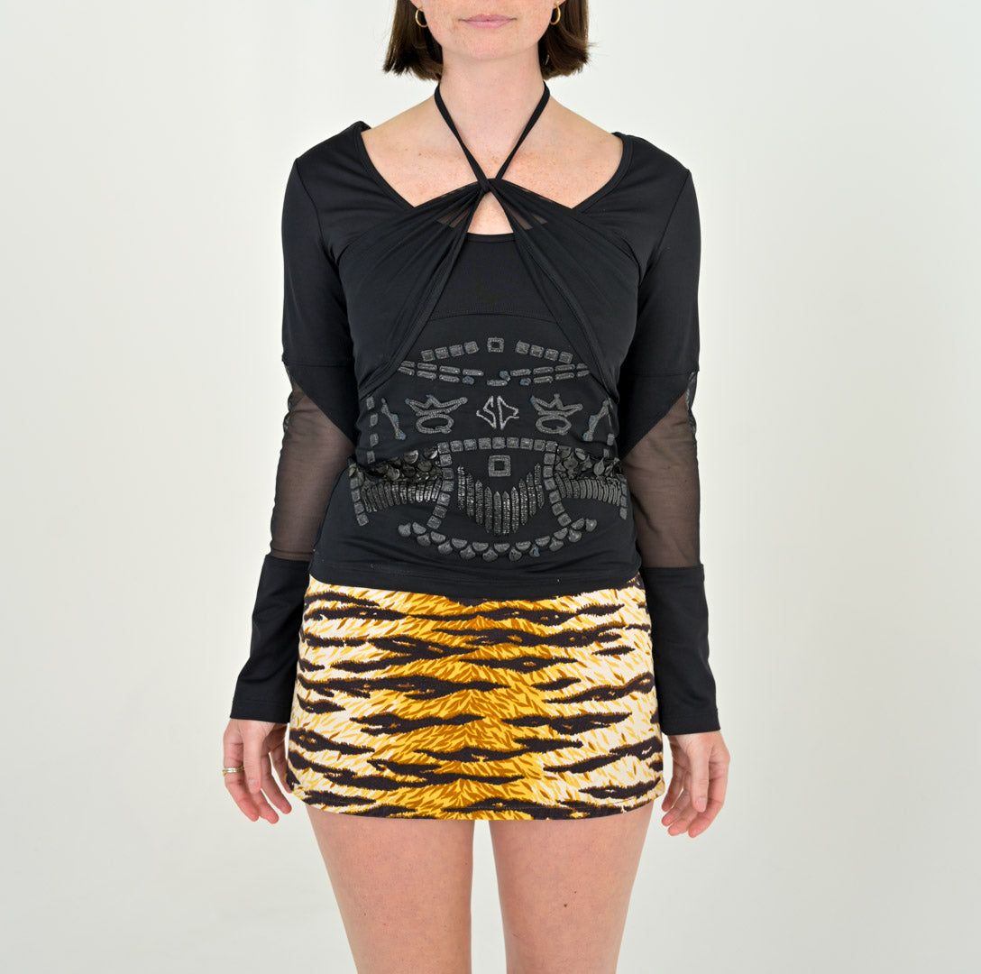 Save the Queen Mesh Appliqué Top