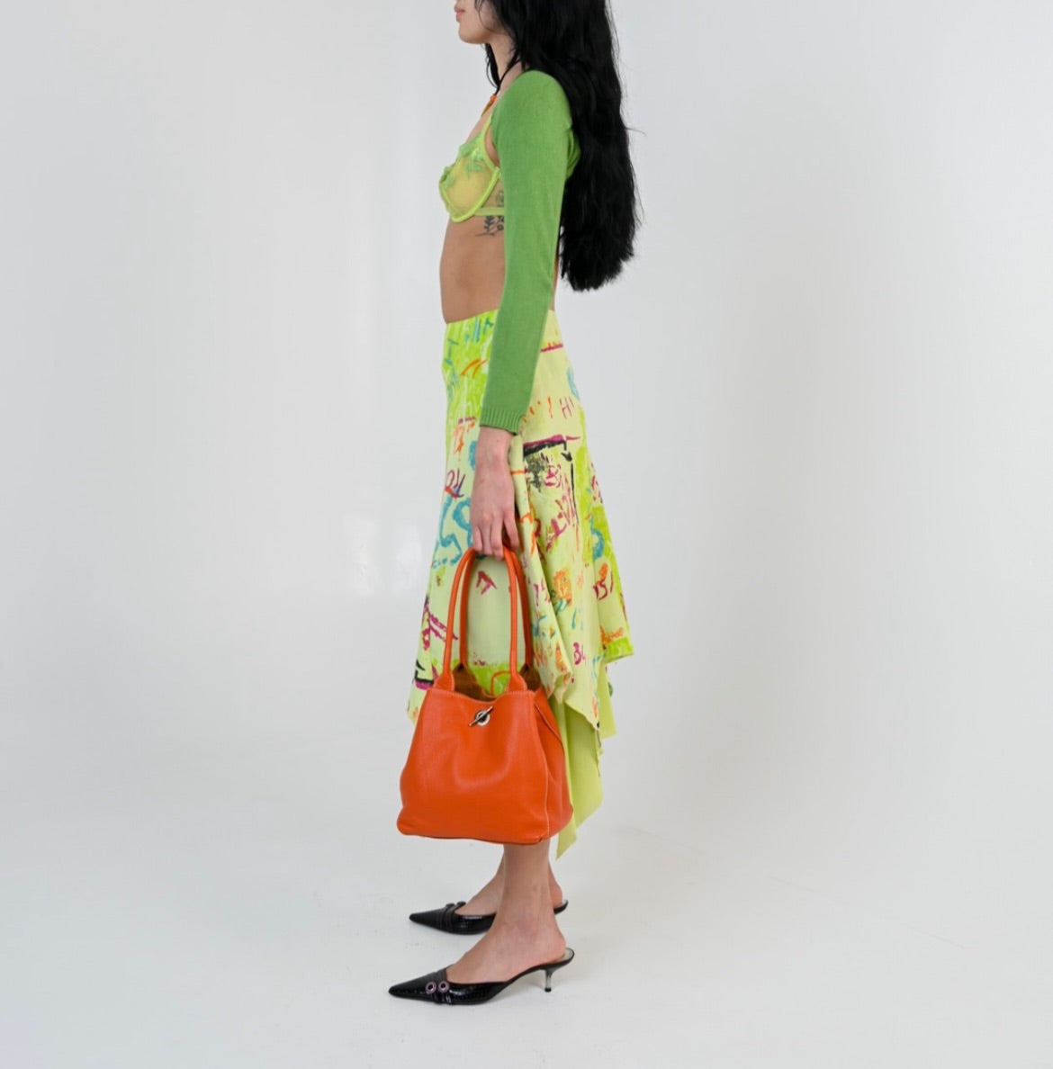 Tangerine Grained Leather Purse