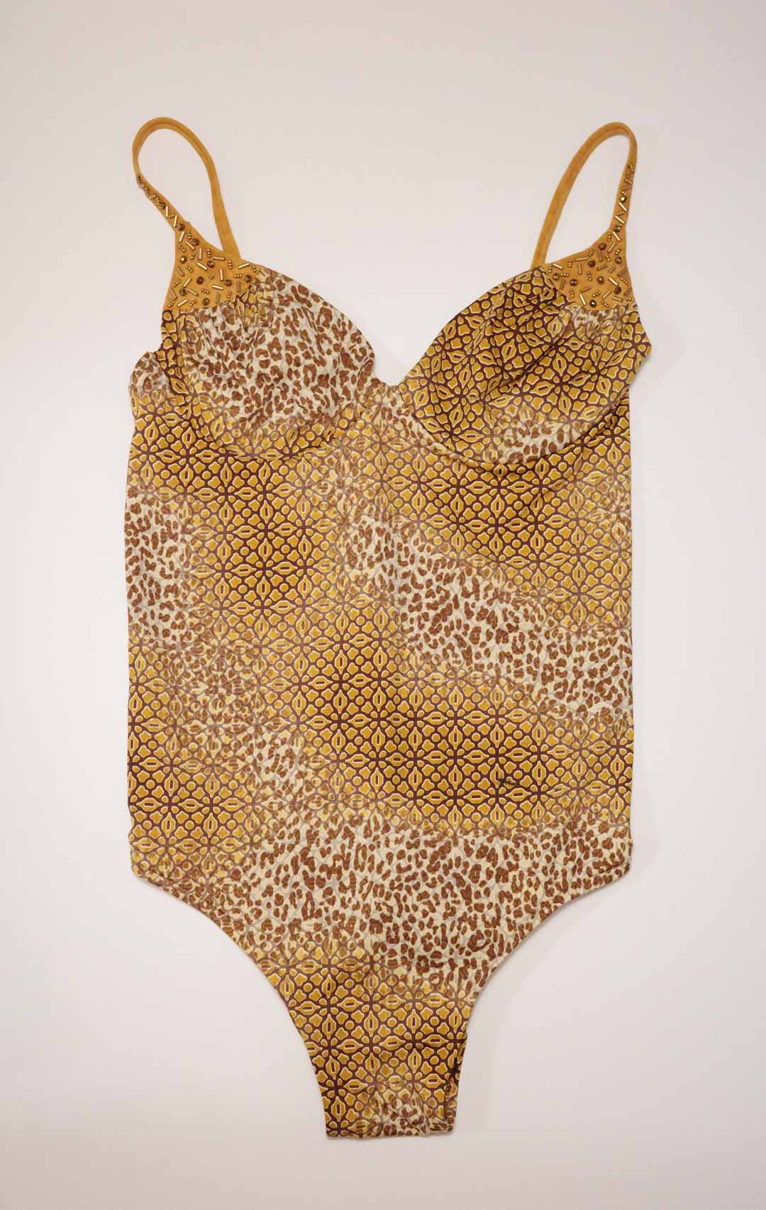 Leopard Tesselate Beaded Swimsuit