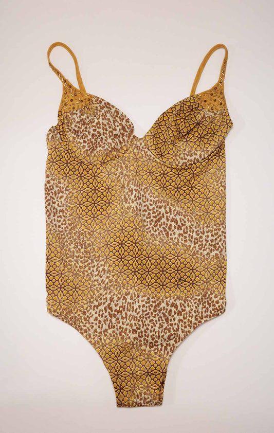 Leopard Tesselate Beaded Swimsuit