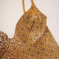 Leopard Tesselate Beaded Swimsuit