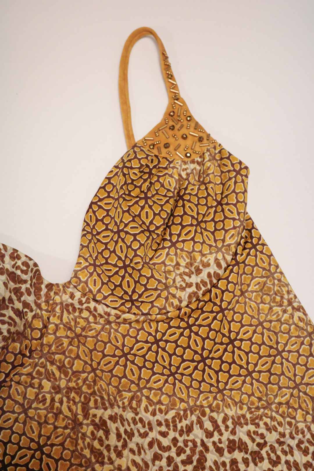 Leopard Tesselate Beaded Swimsuit